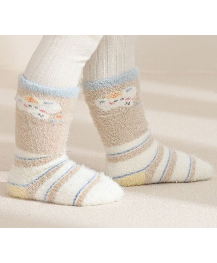 Kidofash Fur Knit Abstract Designed Socks - Light Brown-picture-3