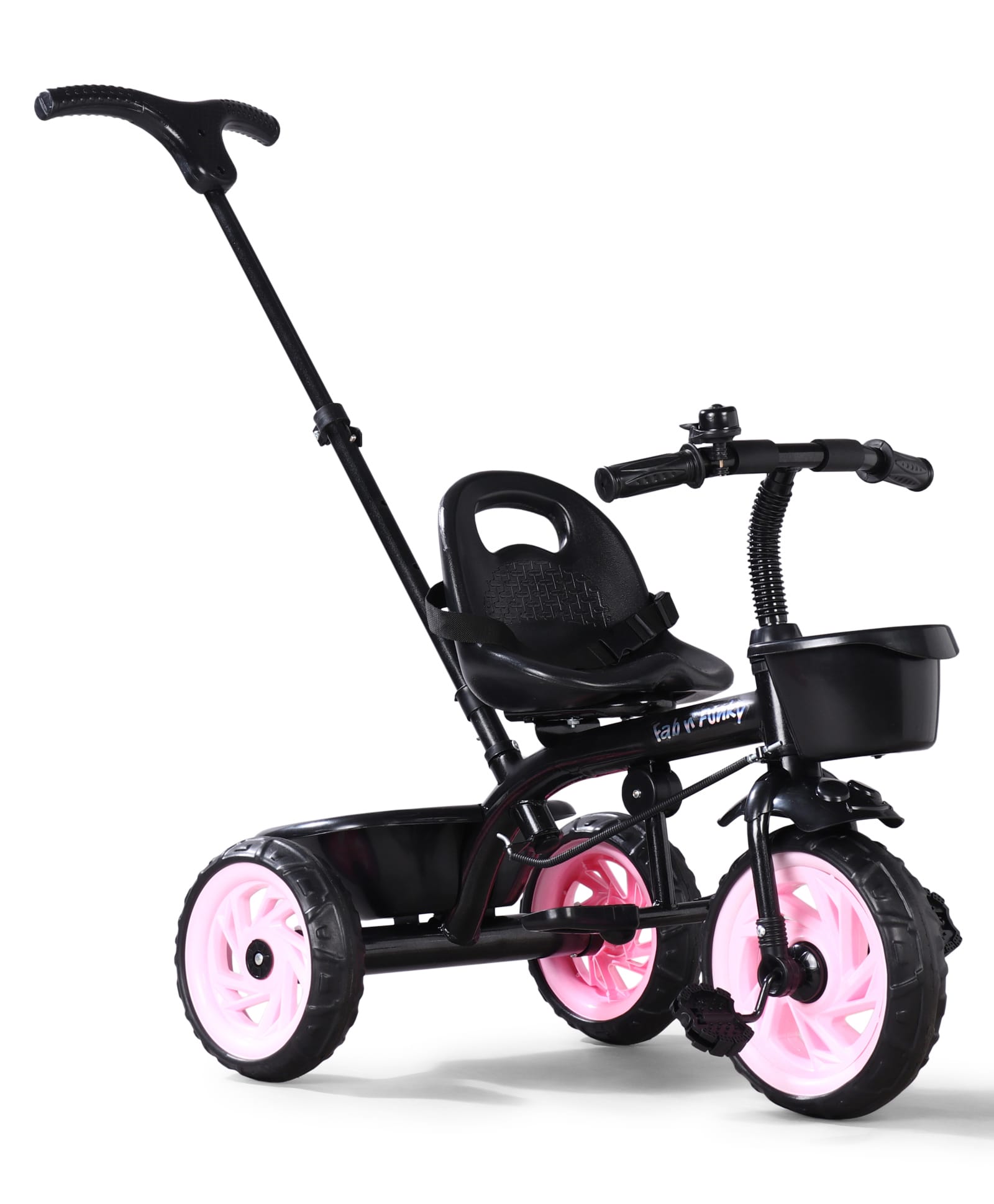 Plug & Play Tricycle with Parental Push Handle - Pink| Safety Harness| Storage Baskets| Non-Slip Pedals| Foldable Footrest| Sturdy Frame| Smooth Wheels| Toy for 1to5 Years Boys & Girls-image-17