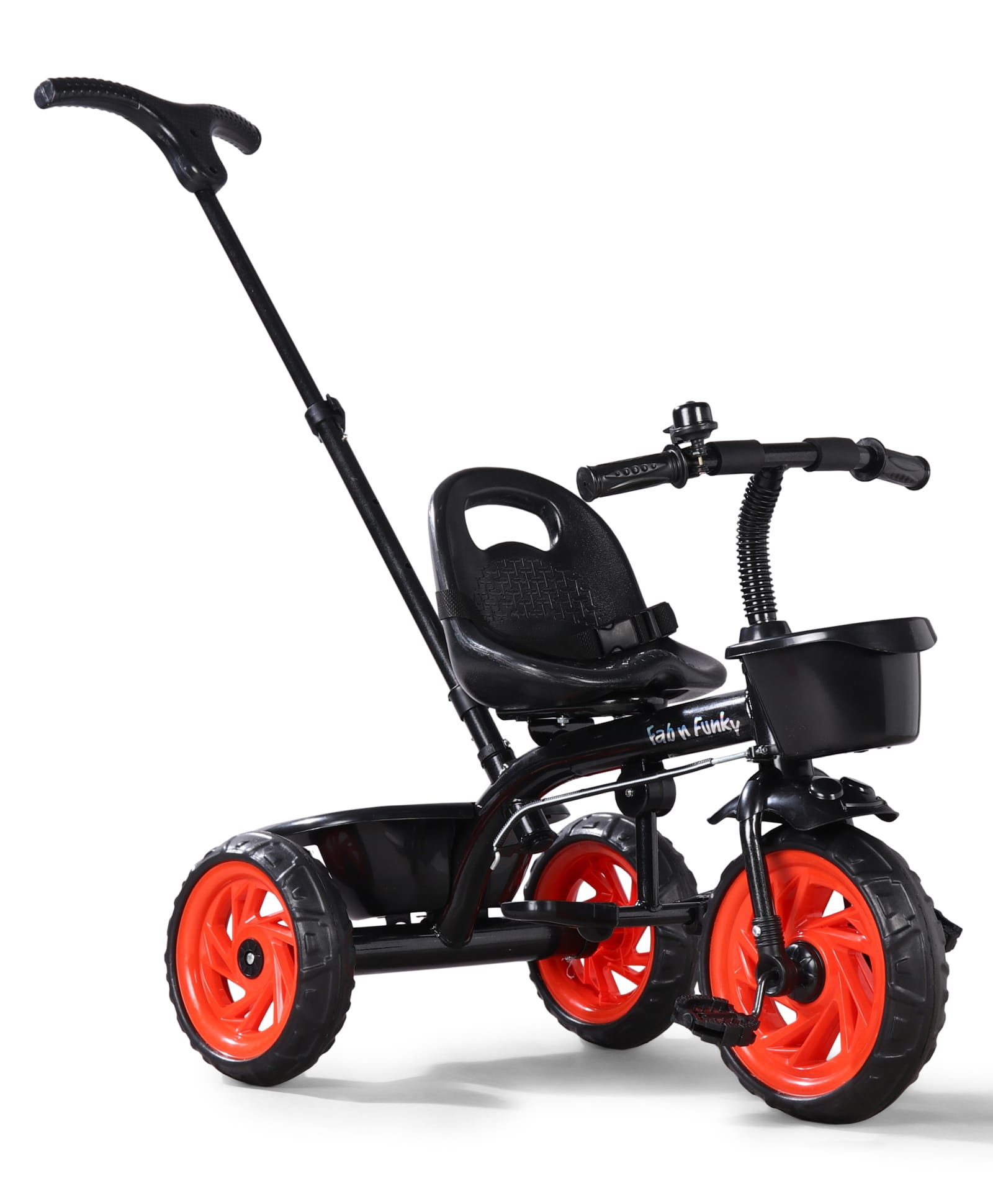 Plug & Play Tricycle with Parental Push Handle - Red| Safety Harness| Storage Baskets| Non-Slip Pedals| Foldable Footrest| Sturdy Frame| Smooth Wheels| Toy for 1to5 Years Boys & Girls-image-18