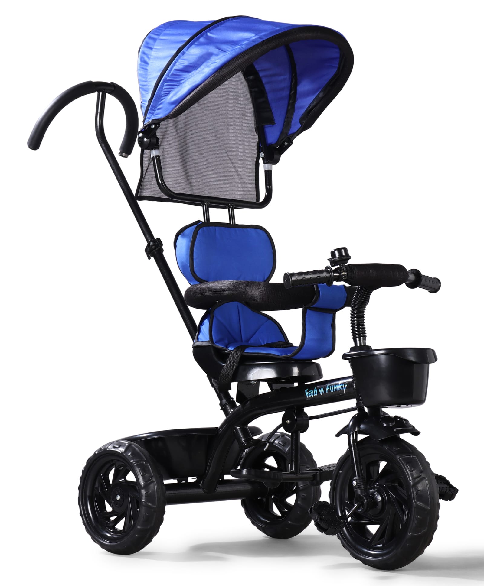 Plug & Play Tricycle with Parental Push Handle & Foldable Canopy-Blue|Removable Safety Bar| Non-Slip Pedals| Foldable Footrest| High Backrest| Removable Safety Rail| Removable Cushion-image-37