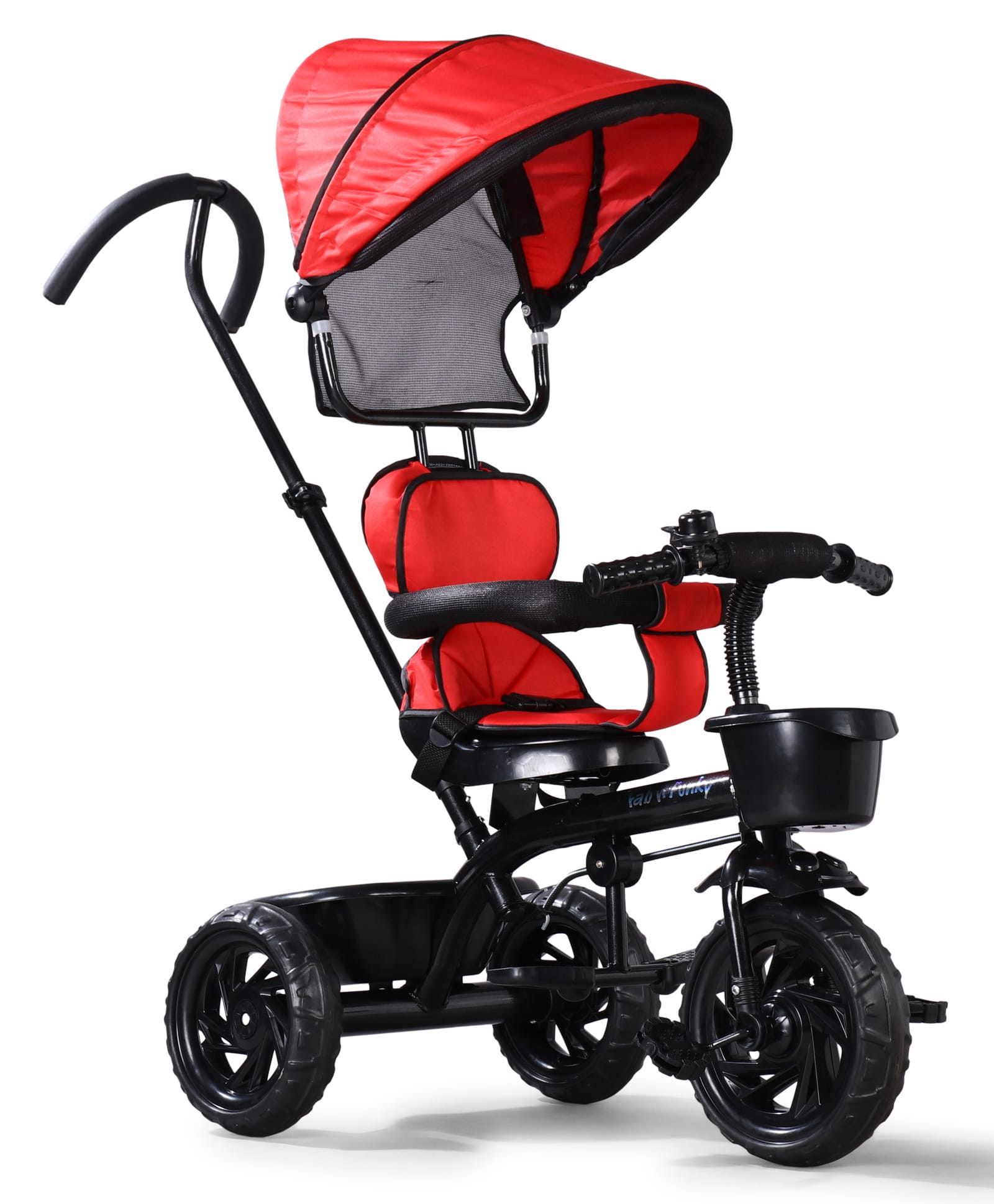 Plug & Play Tricycle with Parental Push Handle & Foldable Canopy-Red|Removable Safety Bar| Non-Slip Pedals| Foldable Footrest| High Backrest| Removable Safety Rail| Removable Cushion-image-37