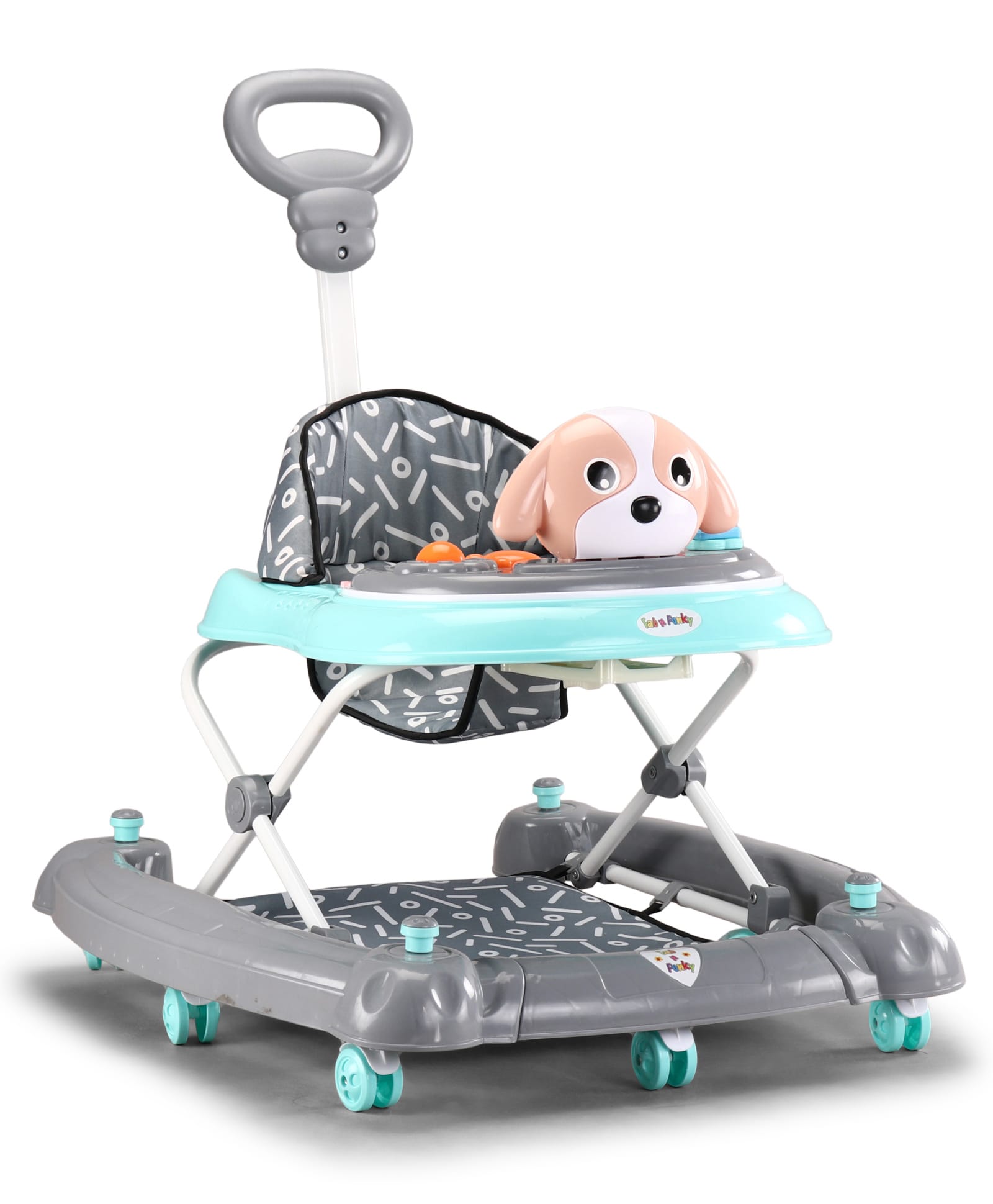 Puppy Baby Walker & Rocker - Green| Removable Foot Mat| Music Tray & Parental Push Handle| Compact Fold| Smooth Multi-Directional Wheels| 6-18 Months| Adjustable Height| Soft Cushion Seat-image-16