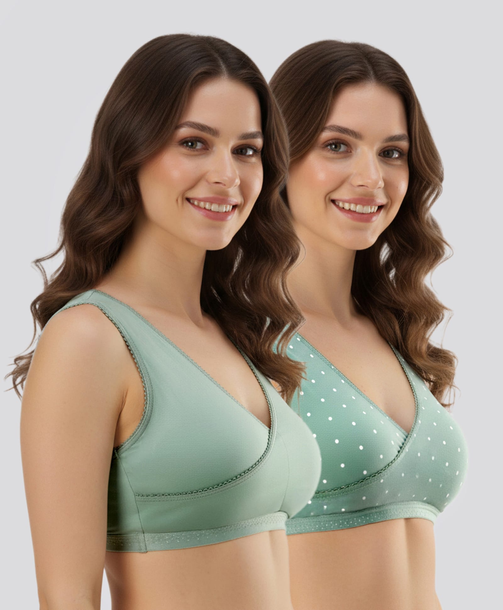 Bella Mama Cotton Elastane Knit Sleep Bra With Polka Dot Print Pack Of 2 (Colour May Vary)-image-29