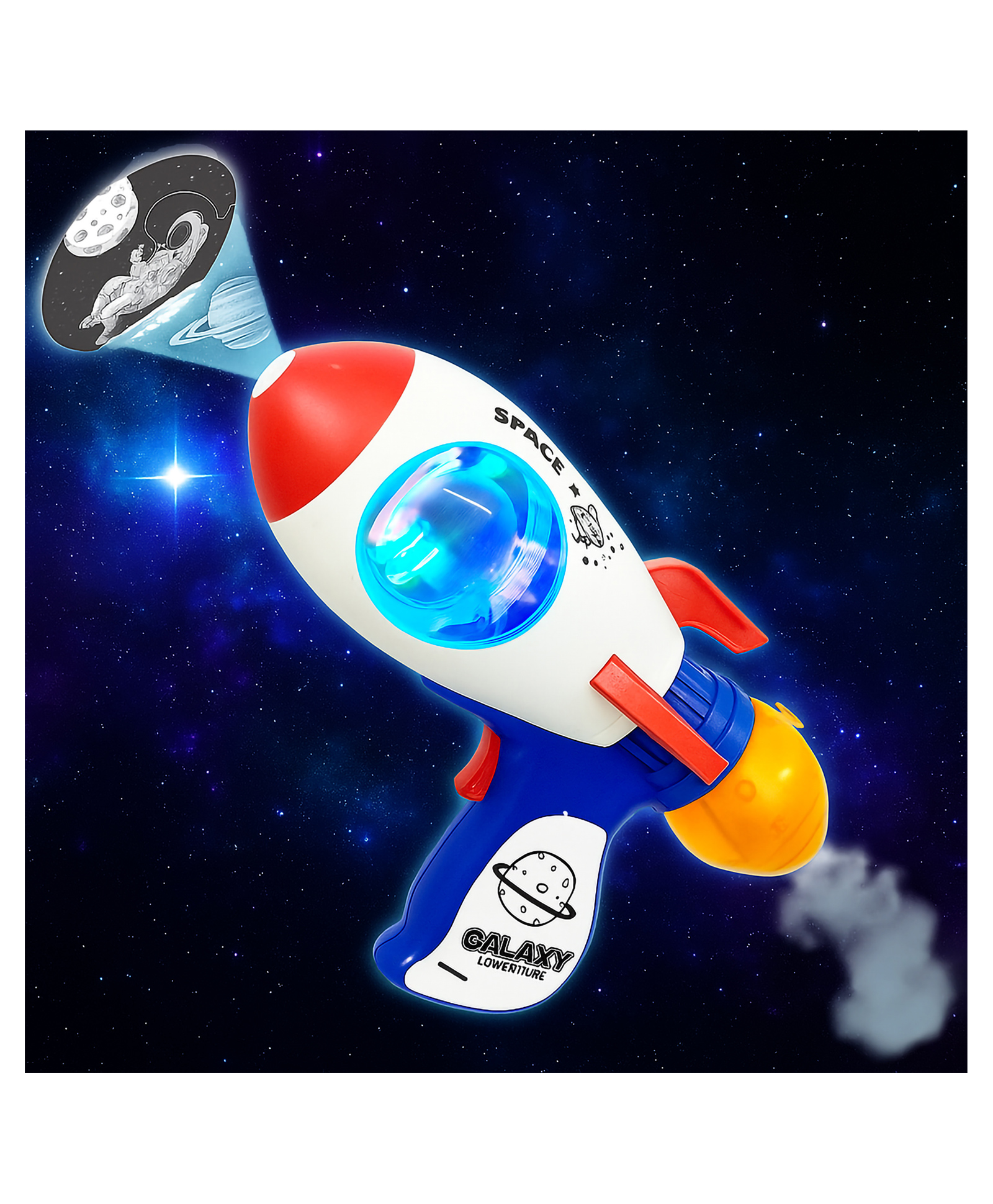 VGRASSP Space Projection Gun Toy For Kids With Lights, Music, Mist And Astronaut Projection - Musical Rocket Design Pistol Toy With Spinning Lights - Color May Vary-image-25