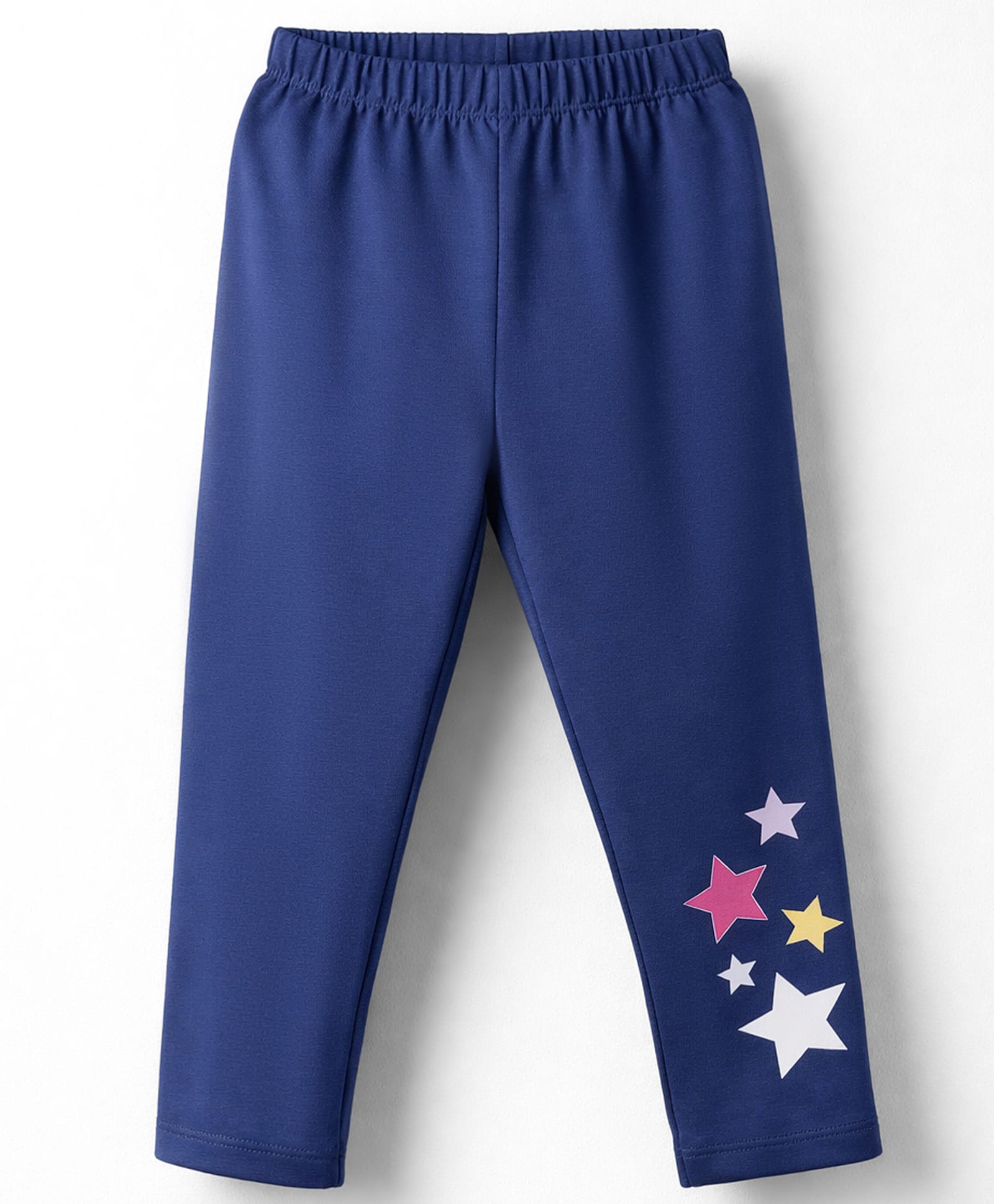 Babyhug Cotton Lycra Knit Full Length Leggings With Star Print - Navy Blue-picture-10