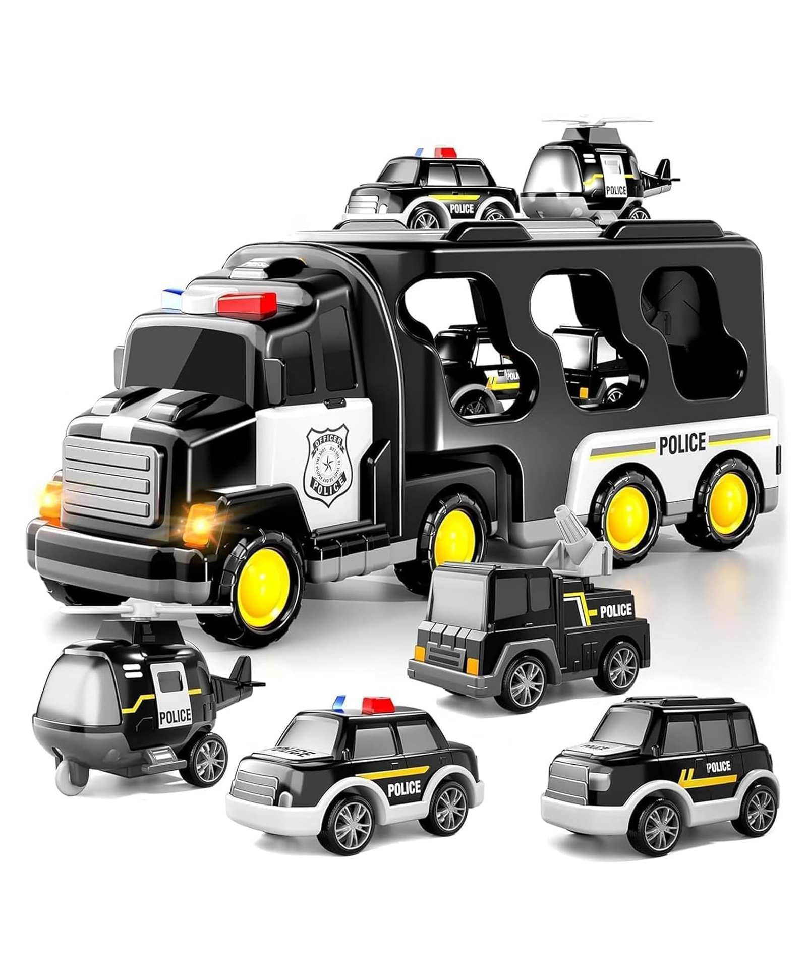 SANISHTH 5-in-1 Friction-Powered Polcie Truck Toy Set with Music Montessori Educational Transport Carrier Vehicle Toy for Boys & Girls, Fun Birthday Gift for Kids-picture-15
