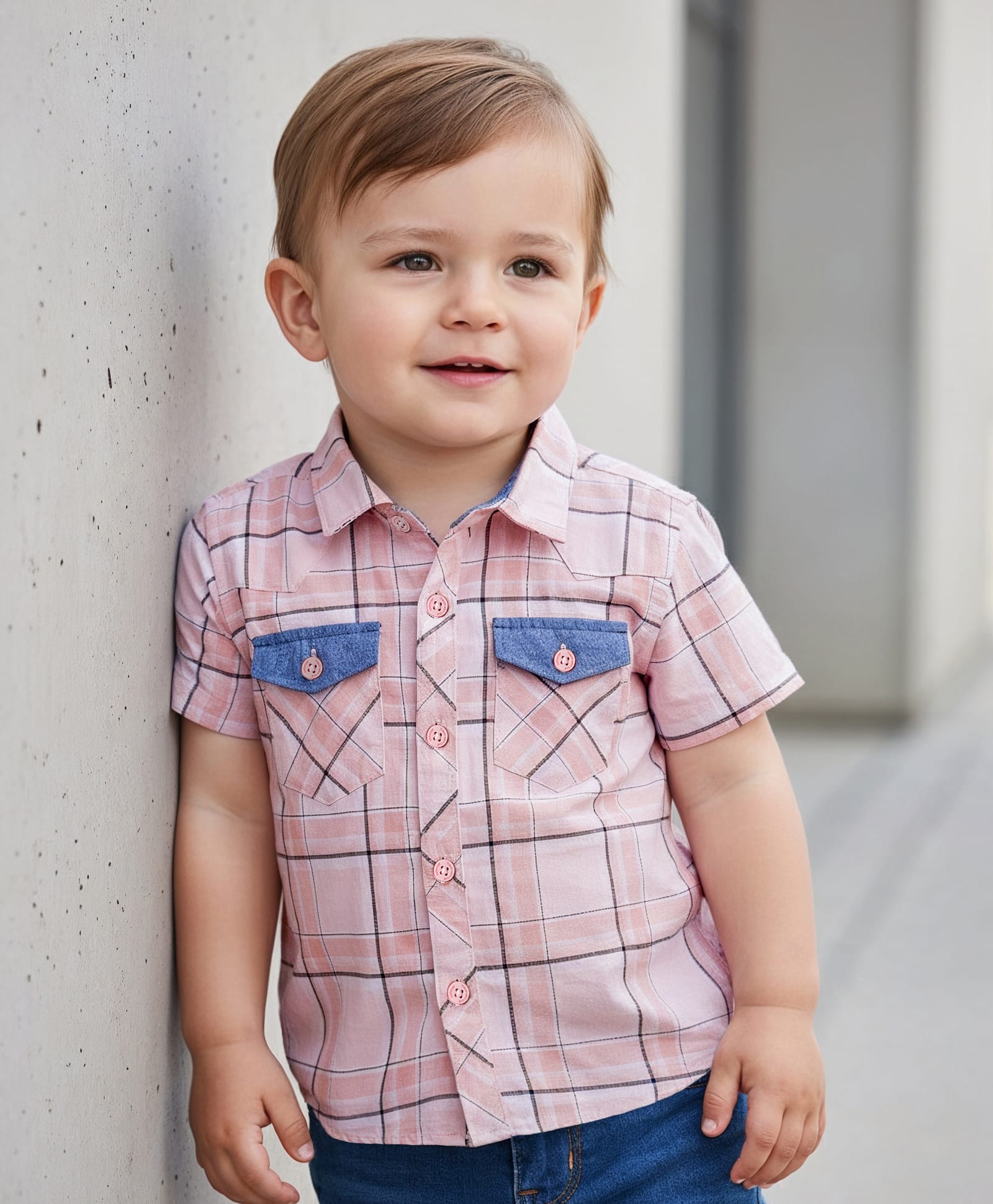 Babyoye 100% Cotton Woven Half Sleeves Checks Shirt - Pink-image-2