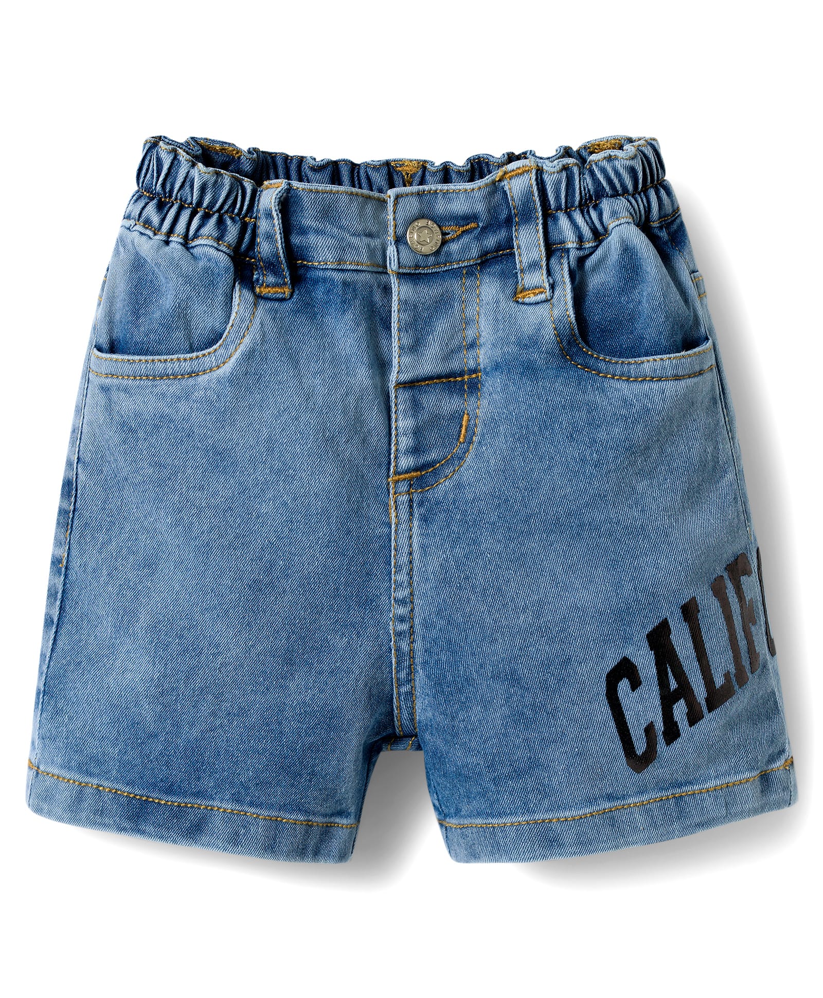 Bonfino Woven Knee Length Denim Shorts With Text Print - Light Blue-picture-14
