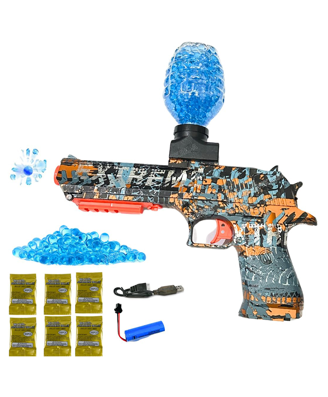 Vikrida Electric Gel Blaster Gun for Outdoor Shooting Automatic Airsoft Toy Gun with 2500 Eco-Friendly Water Balls Multicolor-image-4