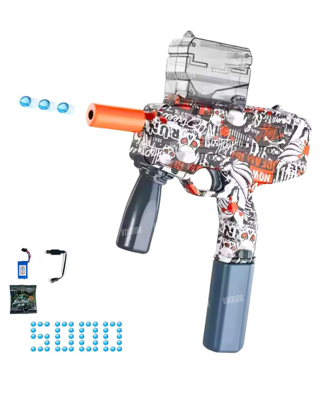 Vikrida MP9 Automatic Soft Ball Blaster Gun for Kids & Adults Electric Shooting Toy Airsoft Gun for Outdoor Battle Play & Target Practice-image-5