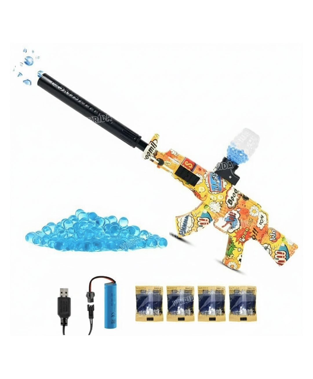 Vikrida 2-in-1 Manual & Automatic Electric Ball Blaster Gun Rechargeable Fast Fire Launcher with 2000 Soft Balls for Kids & Adults-image-20