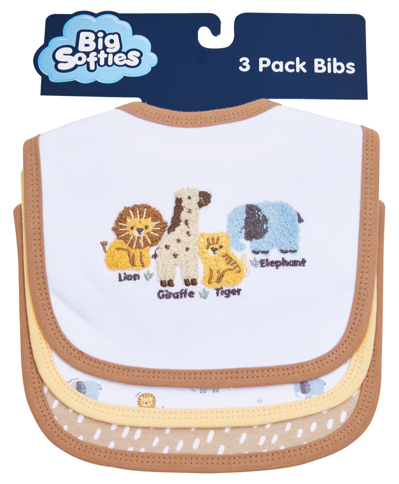 Big Softies 3 Pack Newborn Bibs - Safari-picture-12