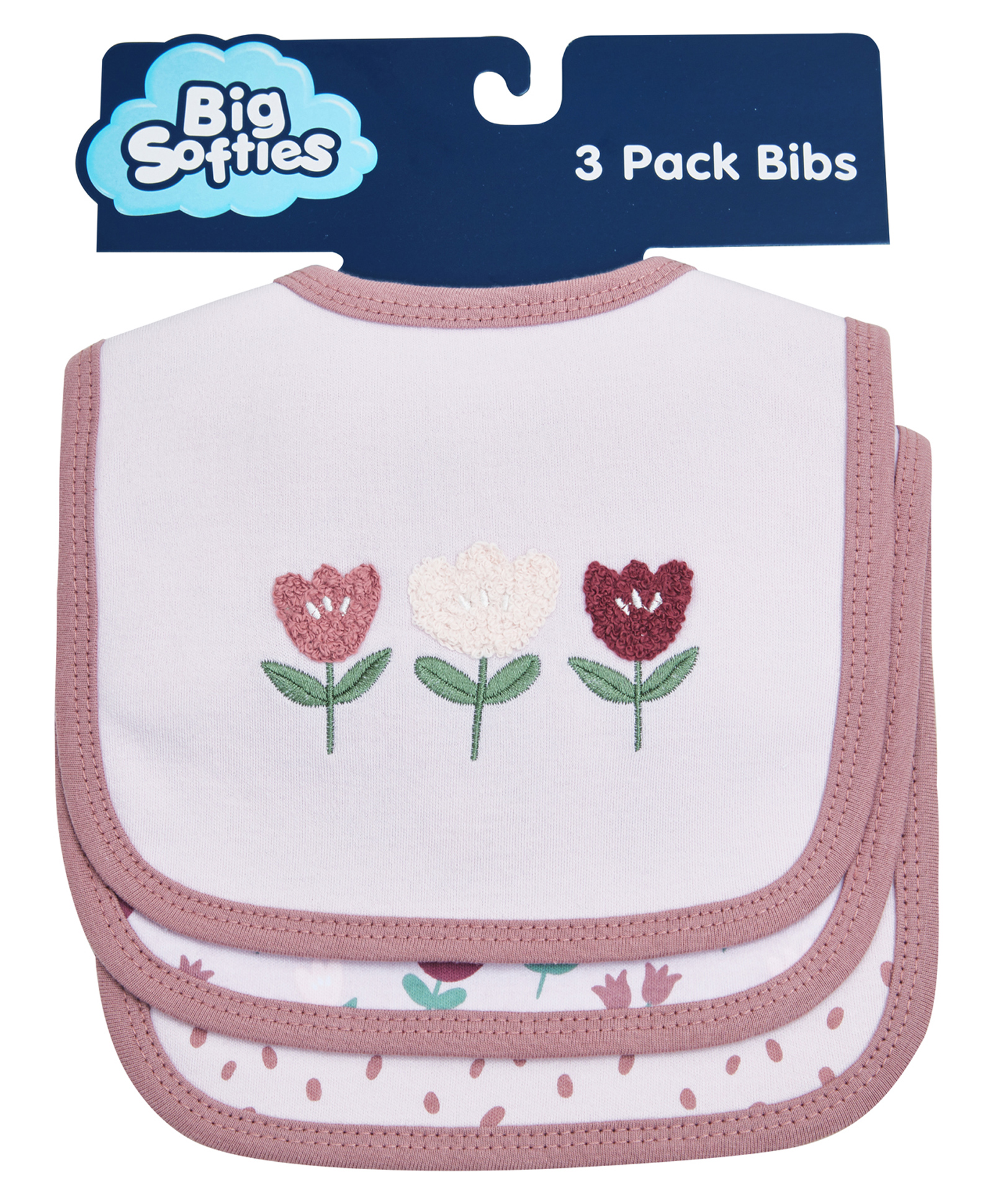 Big Softies 3 Pack Newborn Bibs - Flower-picture-39