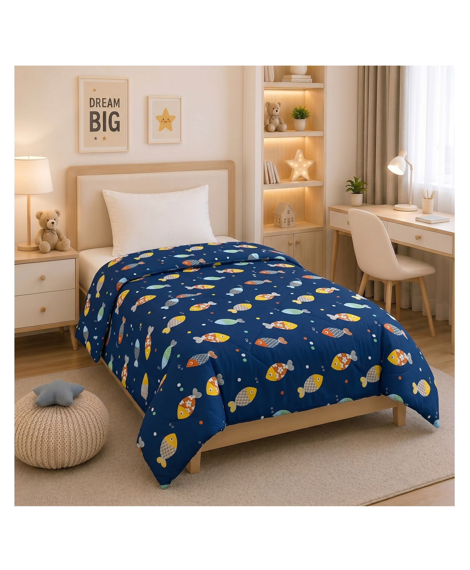 Filymore Cute Fish Single Bed comforter Cartoon Blankets for Kids Dohar for Kid Boys & Girls Children AC Blanket Summer & Winter Blankets (60x90 Inches) (Blue)-image-16