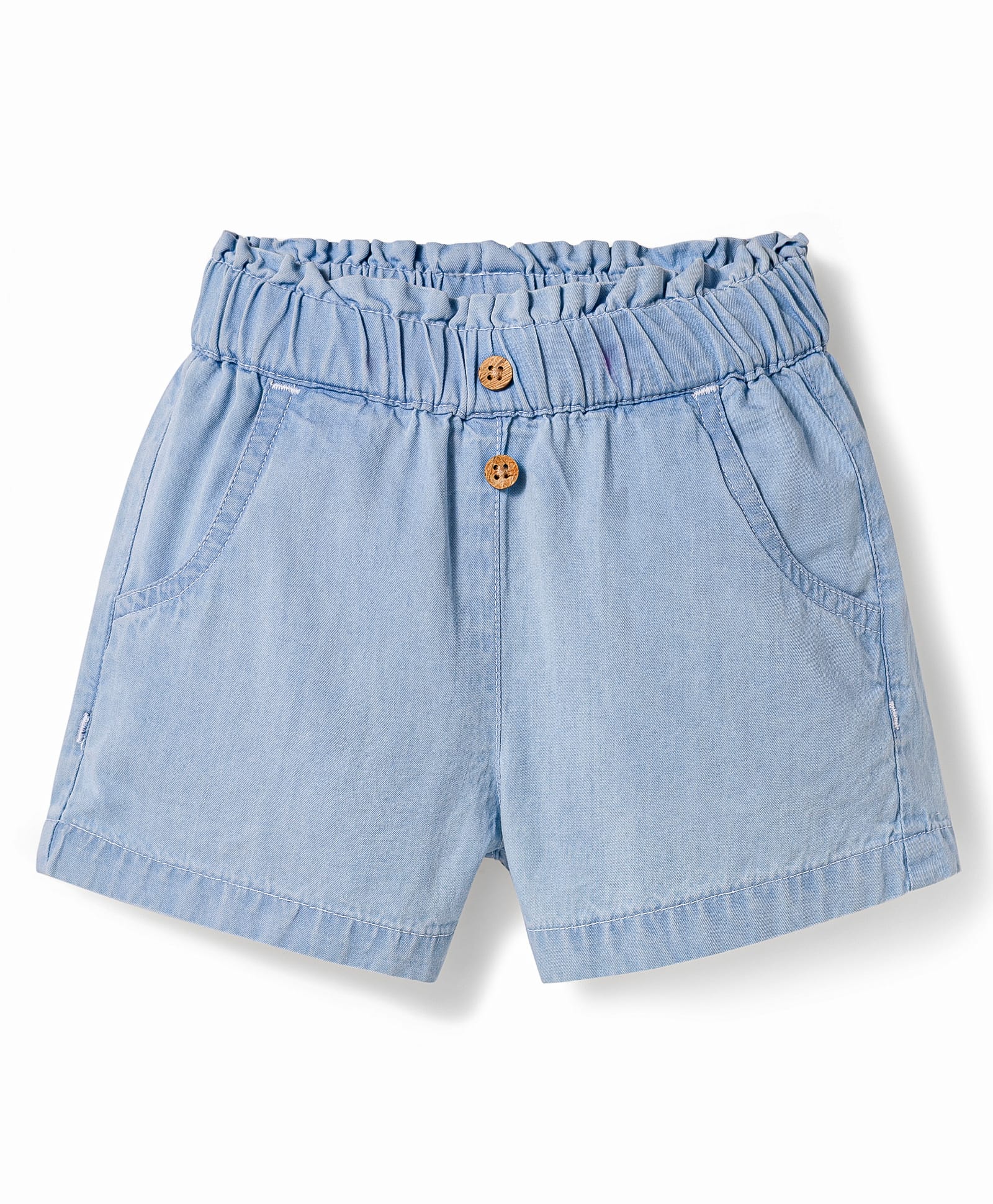 Bonfino 100% Cotton Woven Denim Shorts With Side Pockets - Blue-image-49