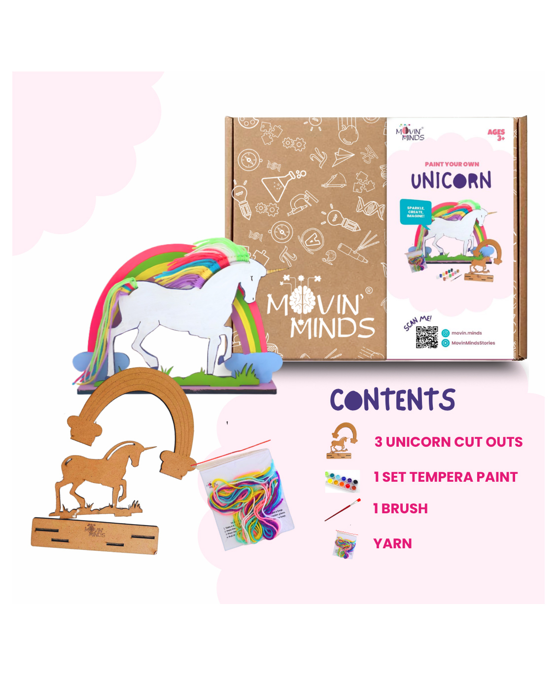 Movin' Minds DIY Unicorn painting kit for girls birthday gift, paint party for kids, birthday return gifts for kids-image-32