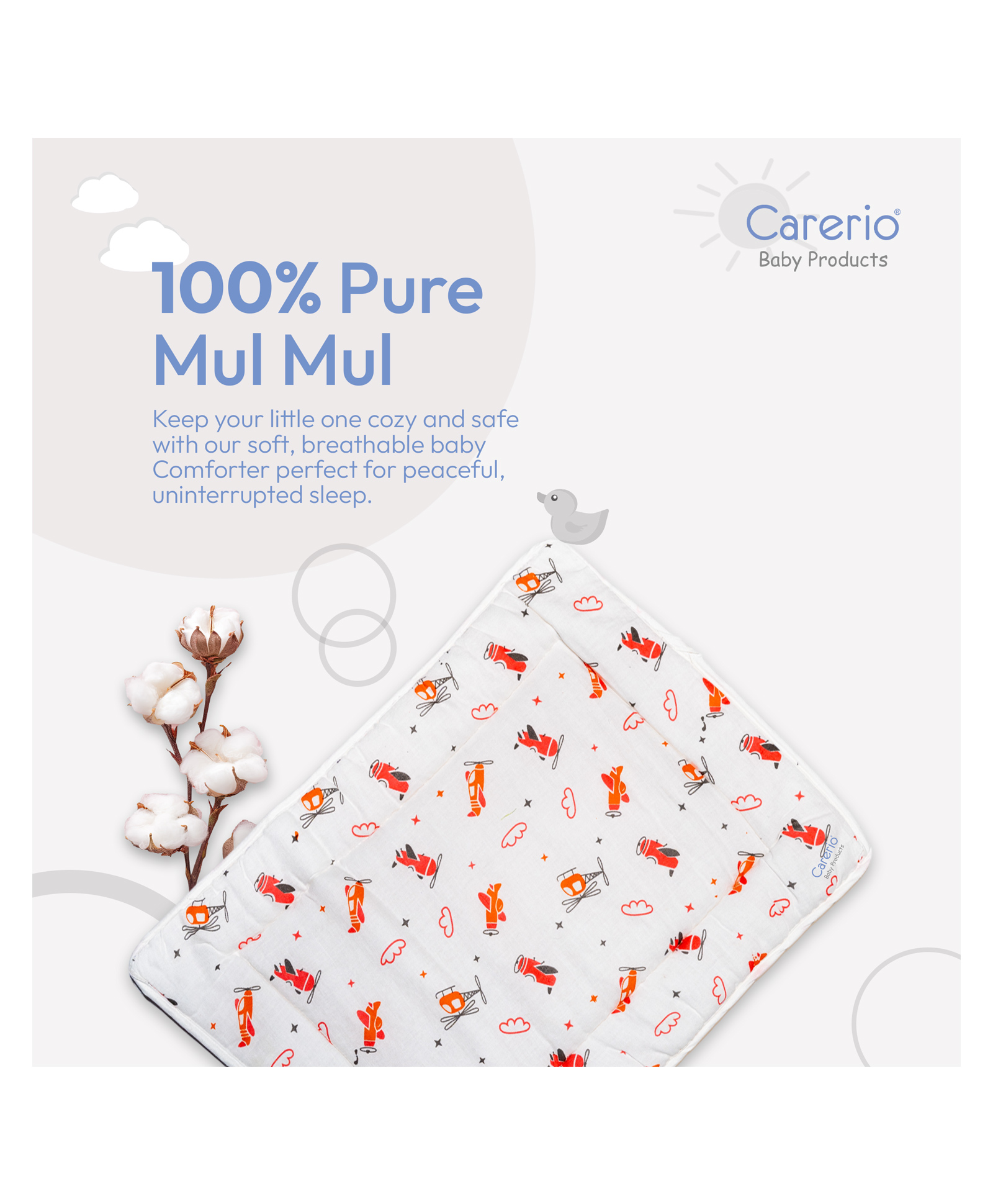 Carerio Newborn Baby Godadi, Soft Mulmul Cotton Baby Bed, Godadi, Crib Sheet, Cartoon Mat Bedding, Multicolor (Medium, Cloudy Skies (04)-image-46