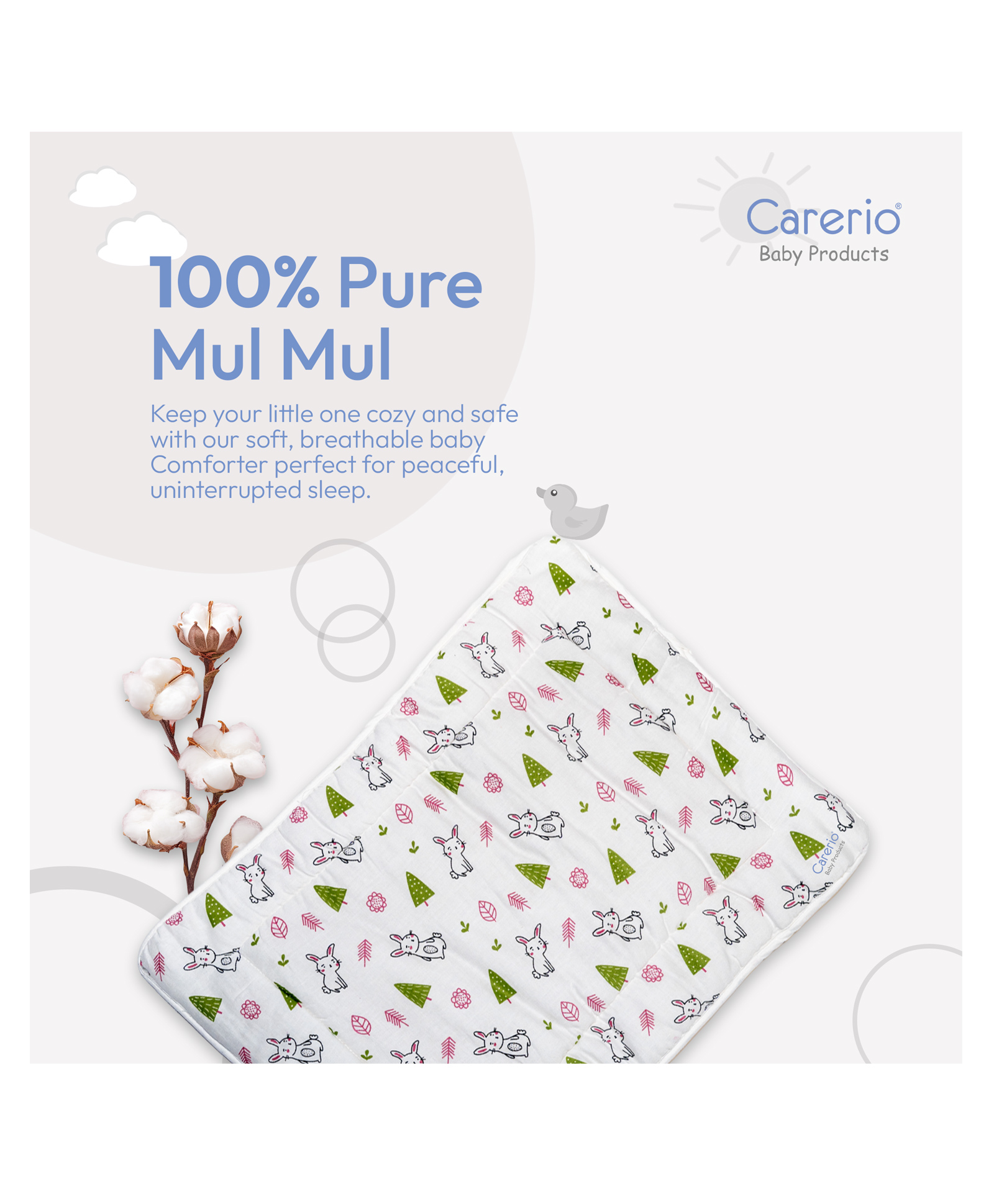 Carerio Newborn Baby Godadi, Soft Mulmul Cotton Baby Bed, Godadi, Crib Sheet, Cartoon Mat Bedding, Multicolor (Medium, Bunny Meadow (06))-image-26