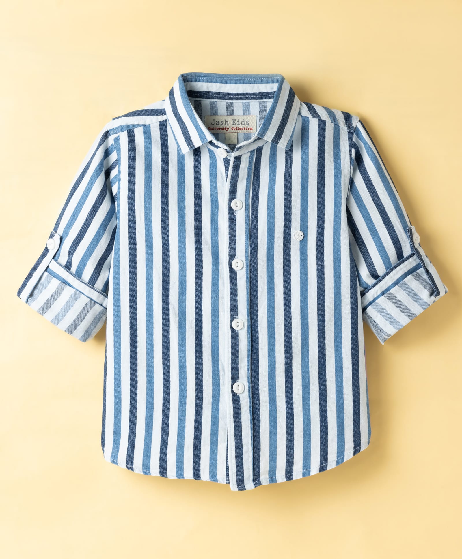 JASH KIDS Cotton Woven Full Sleeves Striped Shirt - Light Blue-picture-21