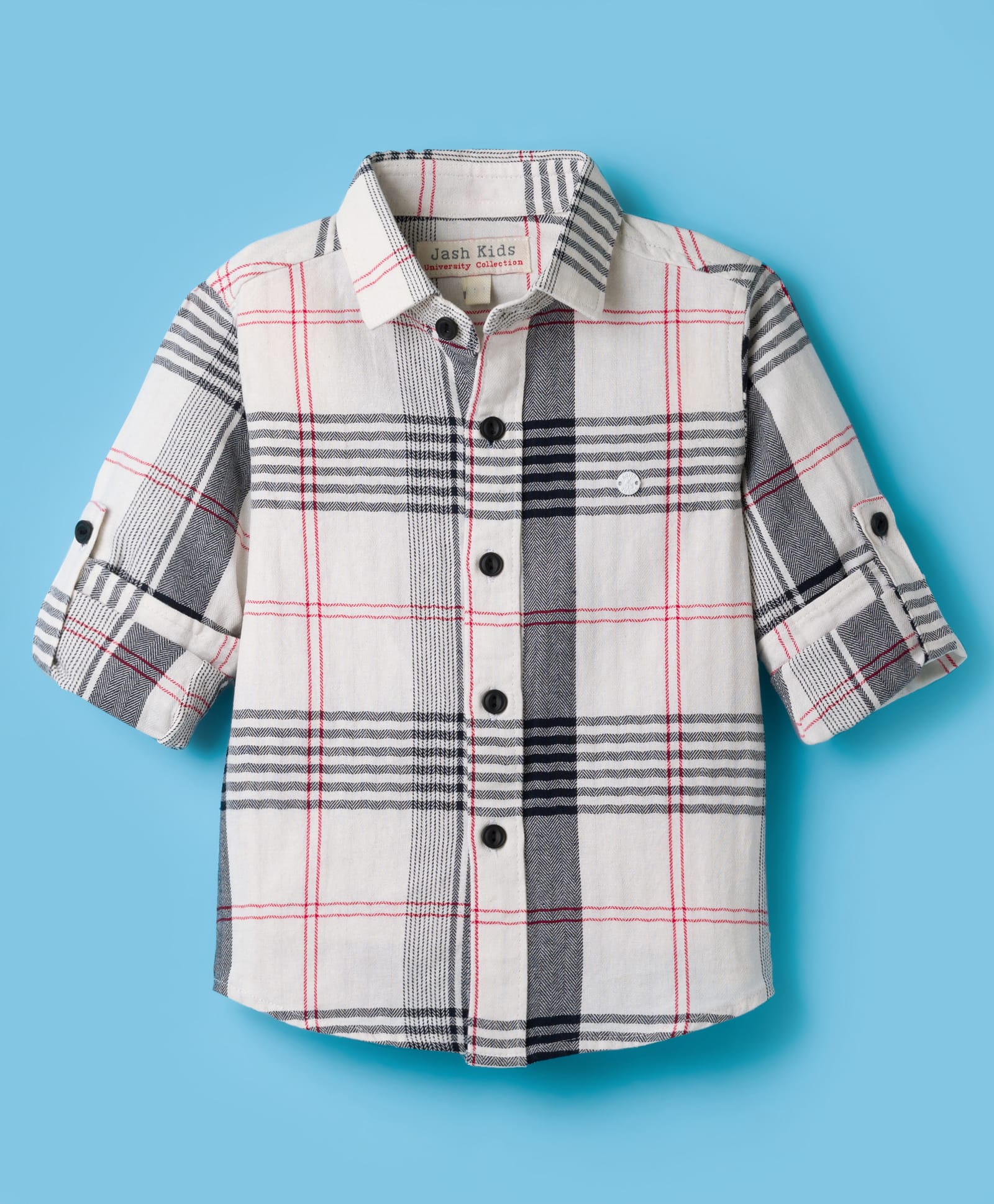 JASH KIDS Cotton Woven Full Sleeves Checks Shirt - White-picture-45
