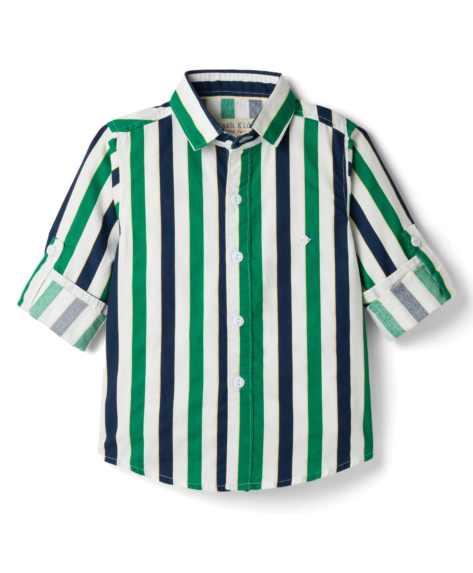 JASH KIDS Cotton Woven Full Sleeves Stripes Shirt - Green-image-20