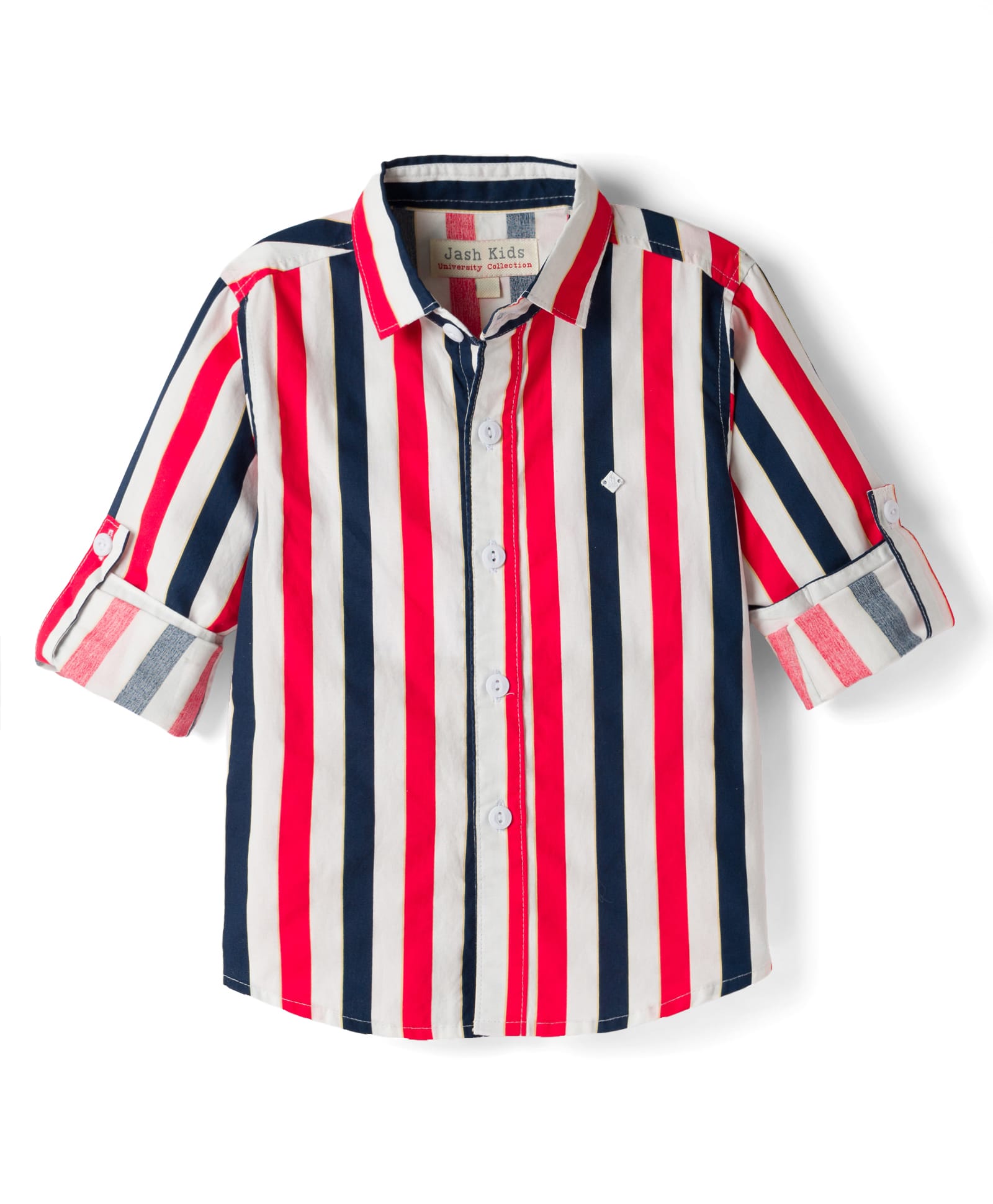 JASH KIDS Cotton Woven Full Sleeves Stripes Shirt - Red-picture-4
