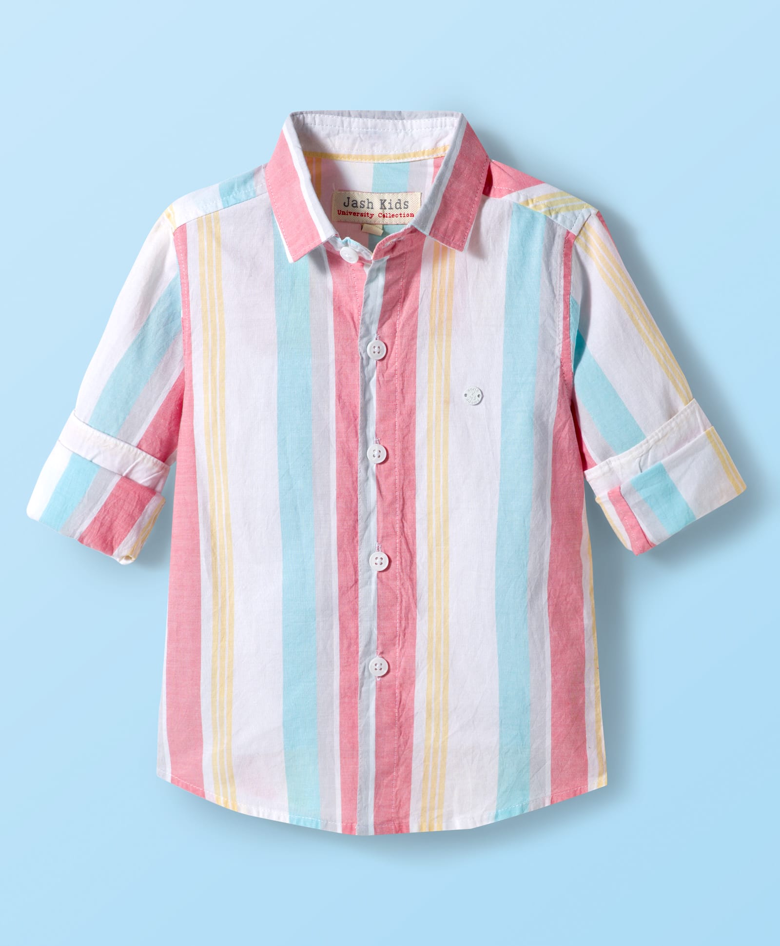 JASH KIDS Cotton Woven Full Sleeves Striped Shirt - Peach-image-48