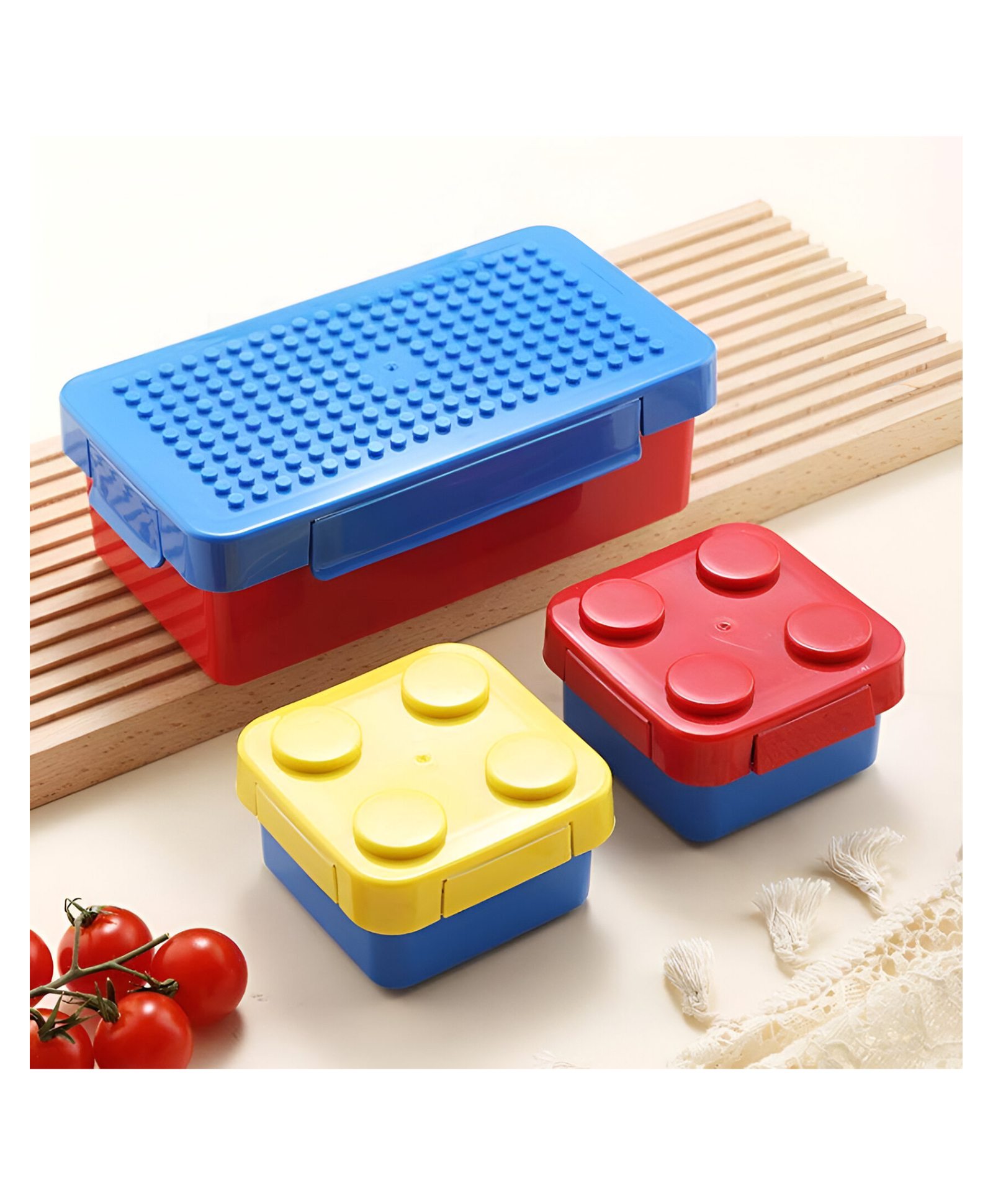 SCHOOLISH Cute Design Building Blocks Lunch Box for Kids School BPA Free Bento Lunch With Spoon and Fork- PACK OF 1- COLOR MAY VARY-image-24
