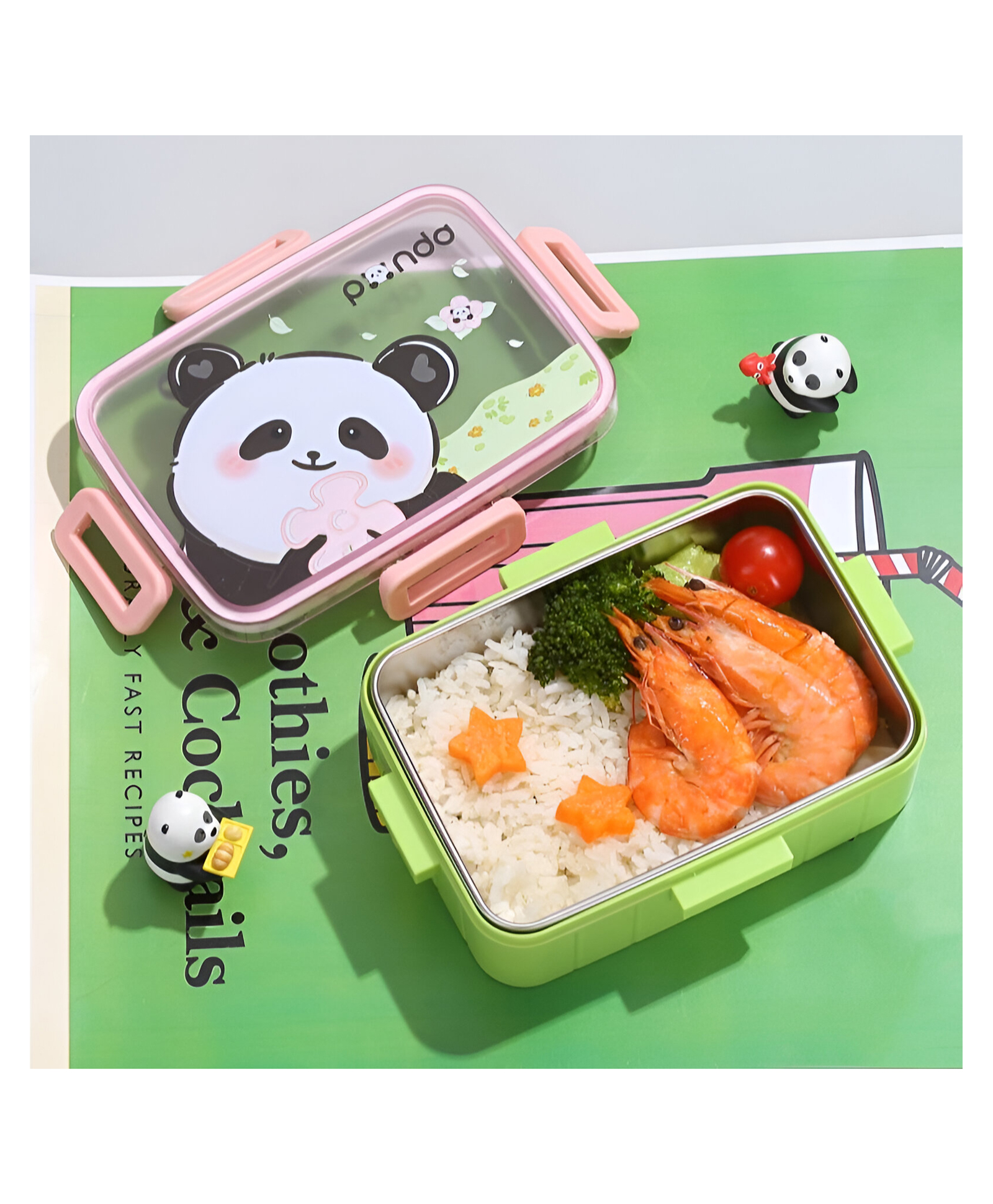 SCHOOLISH Cartoon Design Kids Bento Lunch Box for Children Leak-proof Food Container Plastic Lunchbox- PACK OF 1- COLOR MAY VARY-image-45