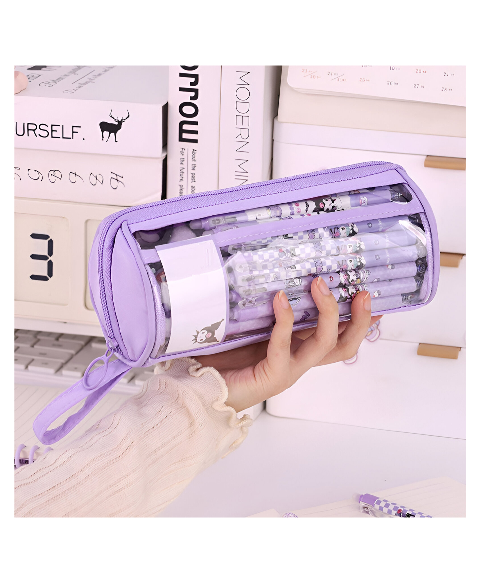 SCHOOLISH Transparent Multi-Functional Primary and Secondary School Students Pencil Case Large Capacity Pencil Case - PACK OF 1 - COLOR MAY VARY-picture-23