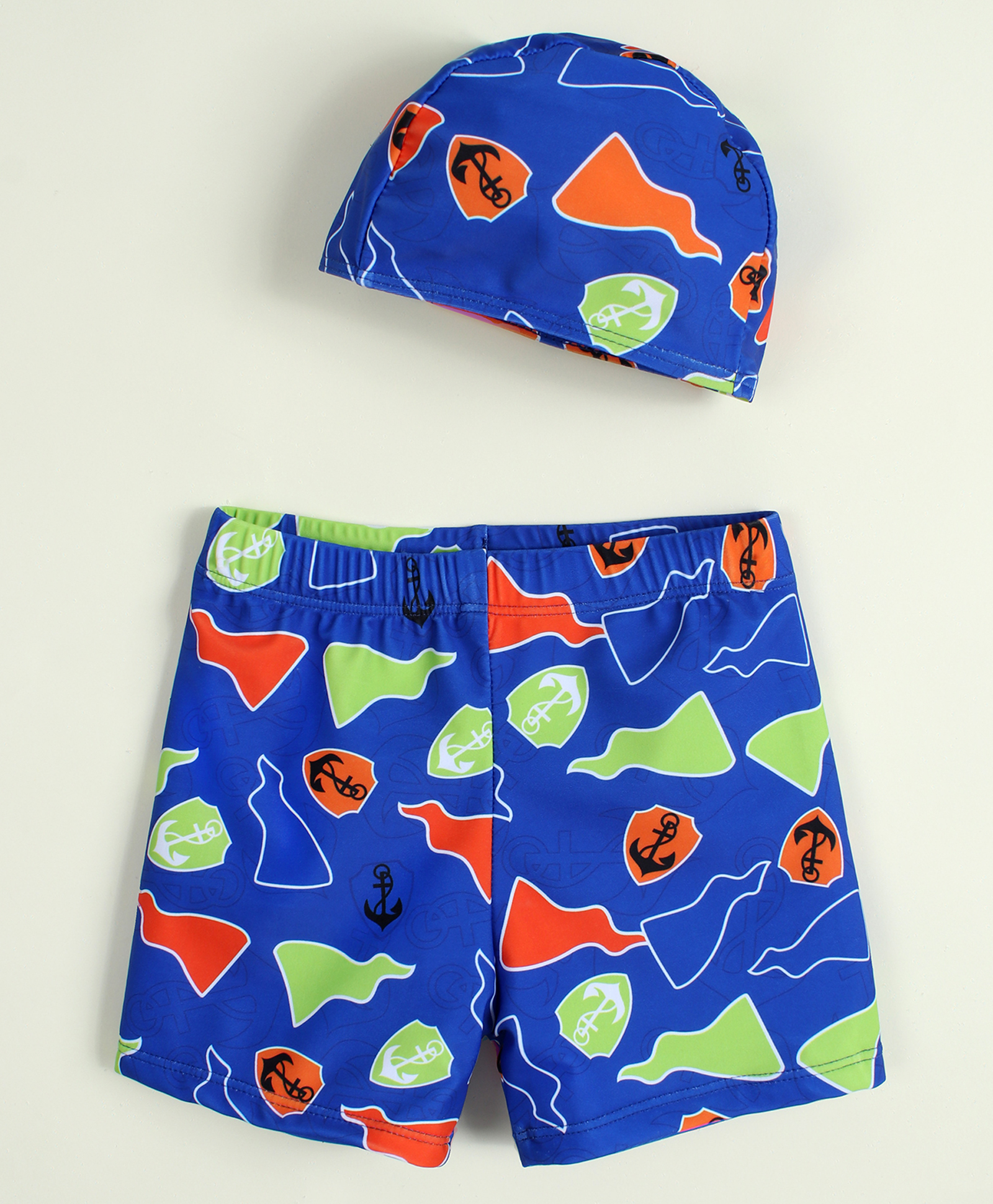 Babyhug Nautical Theme Printed Swimming Trunk with Cap - Blue-image-26