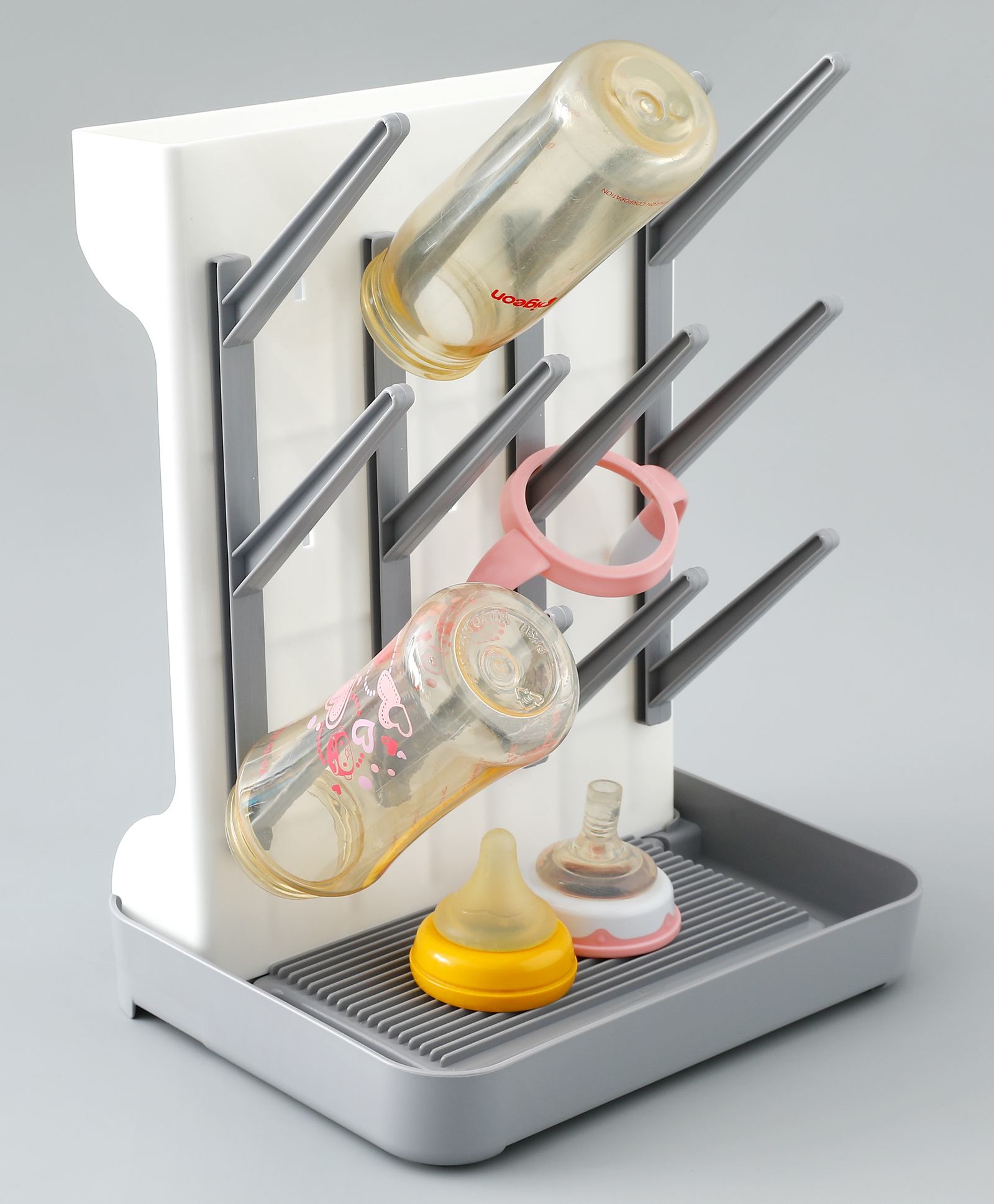 fab n funky Baby Bottle Drying Rack for 12 Bottles - White & Grey| BPA-Free| Drying & Storing Feeding Bottles & Accessories| with Drip Tray-picture-26