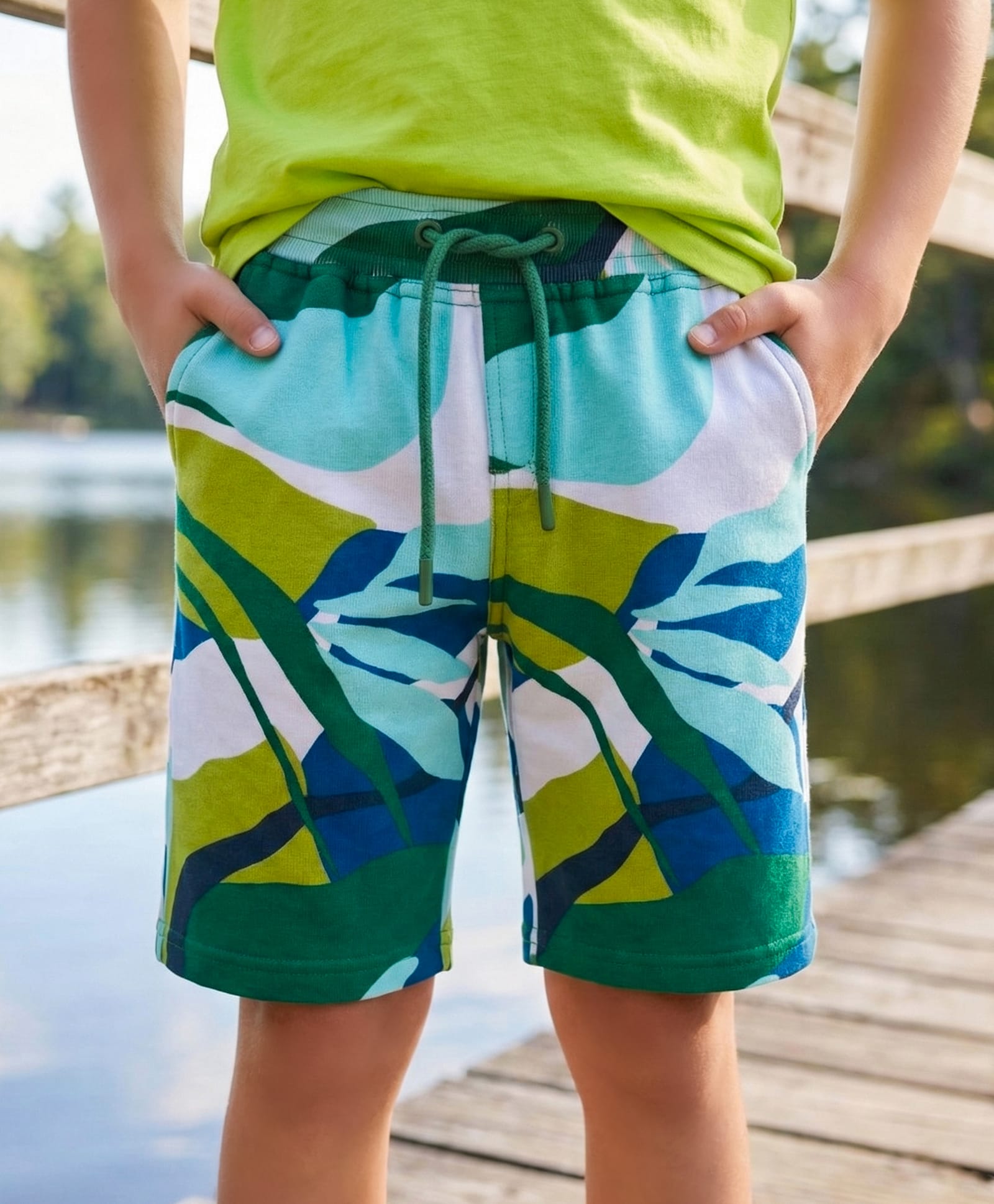 Pine Kids Looper Shorts with Tropical Theme Print - Multicolor-picture-25