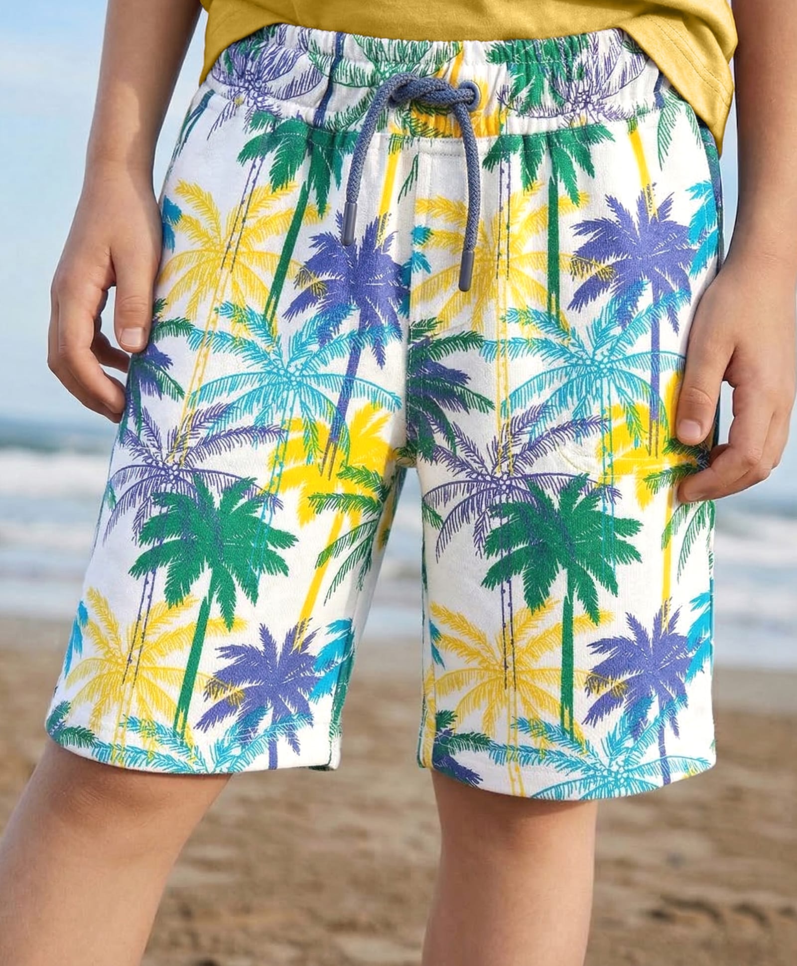 Pine Kids Looper Shorts With Palm Tree Print - White-image-39