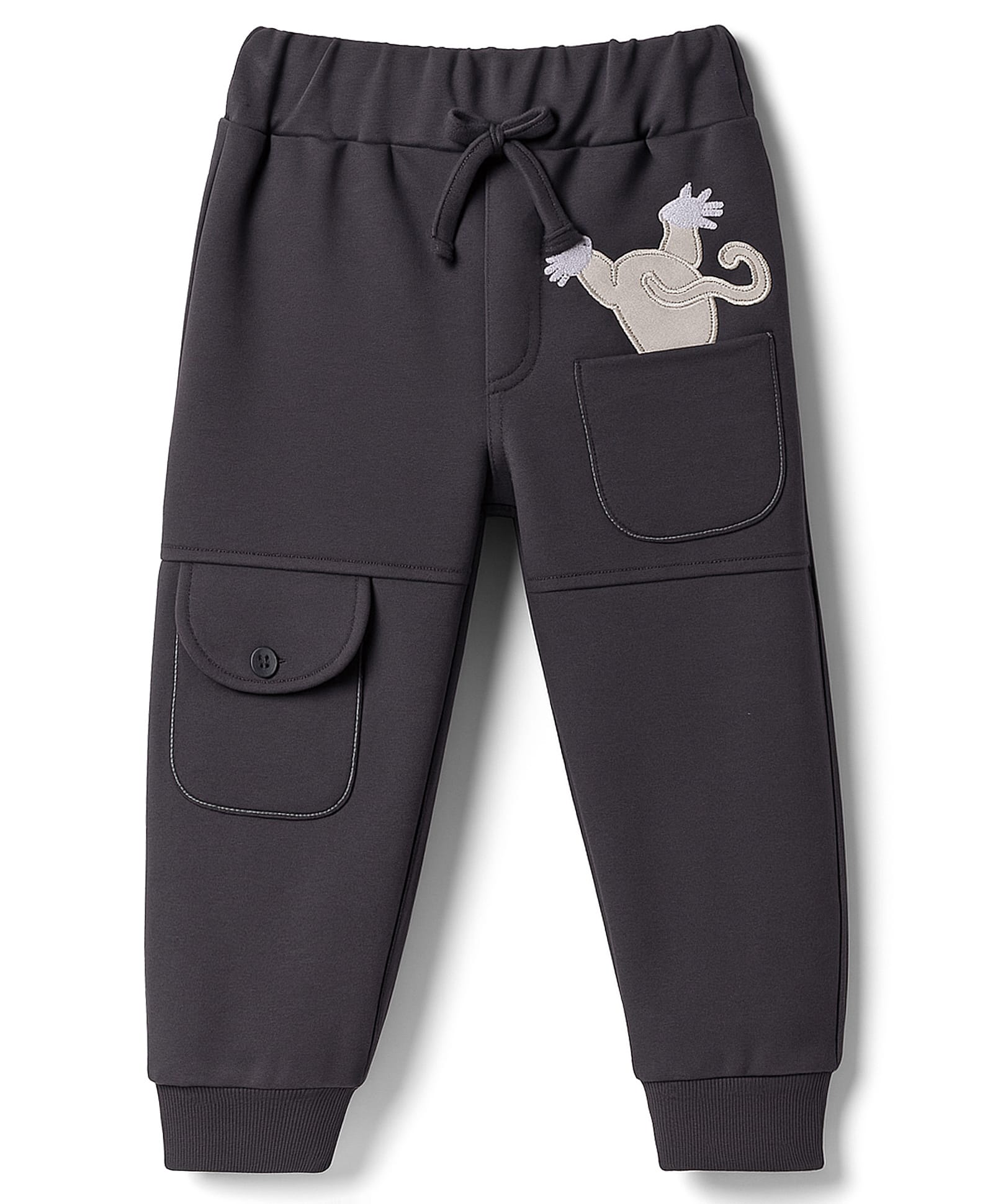 Mini Taurus Looper Knit Full Length Lounge Pant with Embroidery - Charcoal Grey-picture-26