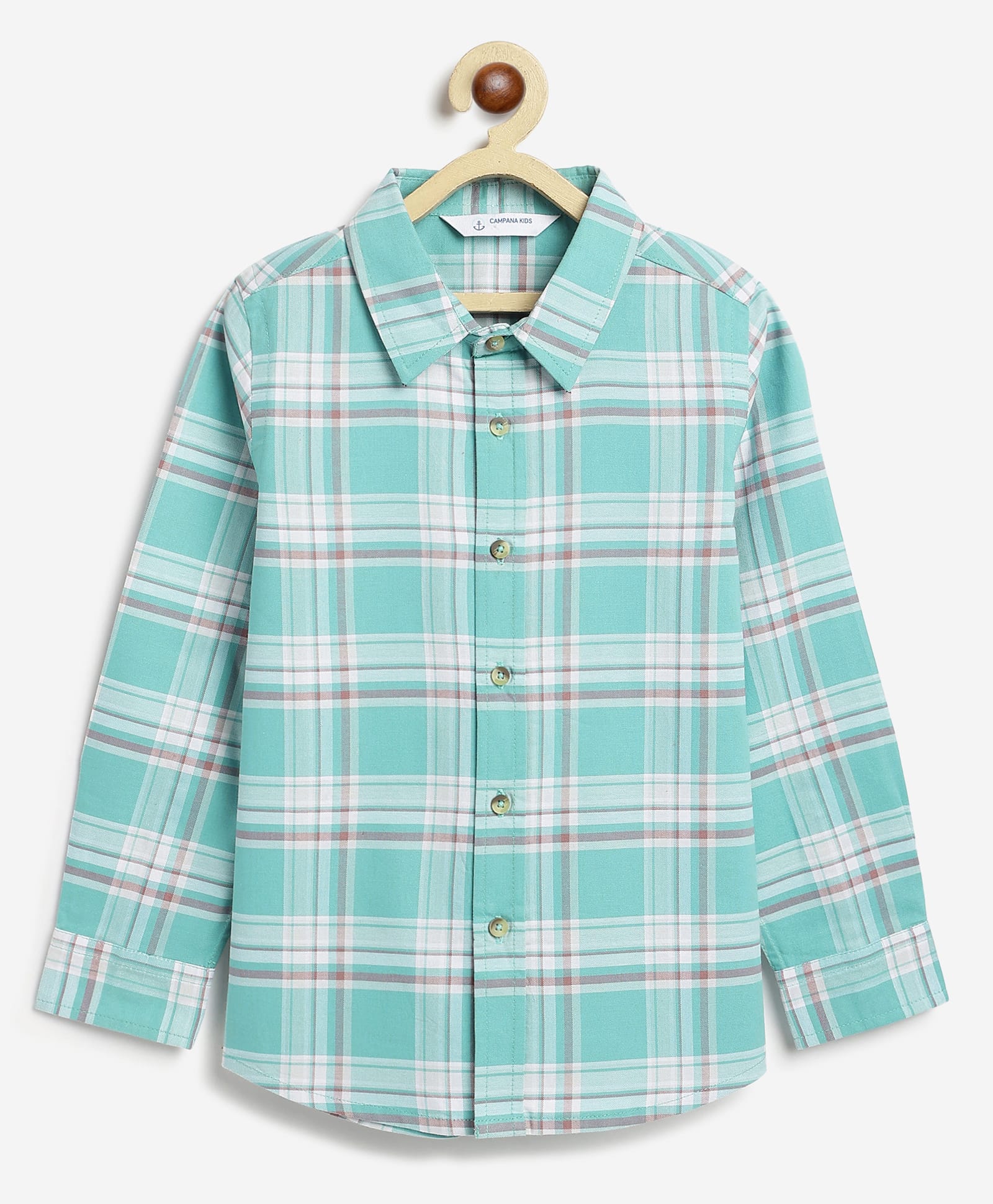 Campana 100% Cotton Woven Full Sleeves Tartan Checked Shirt - Light Blue-image-18