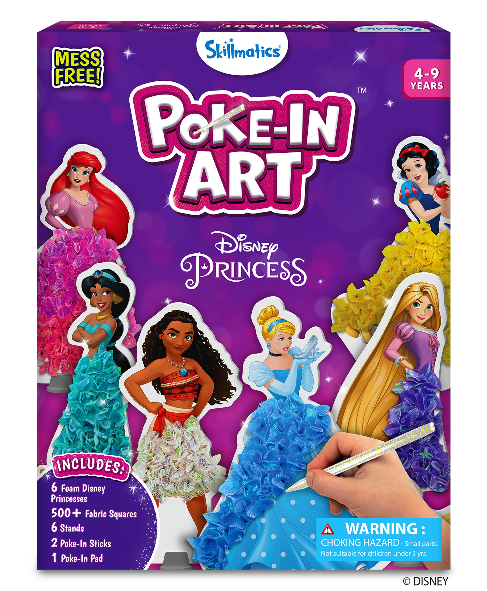Skillmatics Poke-in Art - Disney Princess, Mess-Free Fun for Kids, DIY Craft Kits, Creative Activity, Includes Cinderella, Ariel, Moana, Rapunzel & More - Purple-image-8