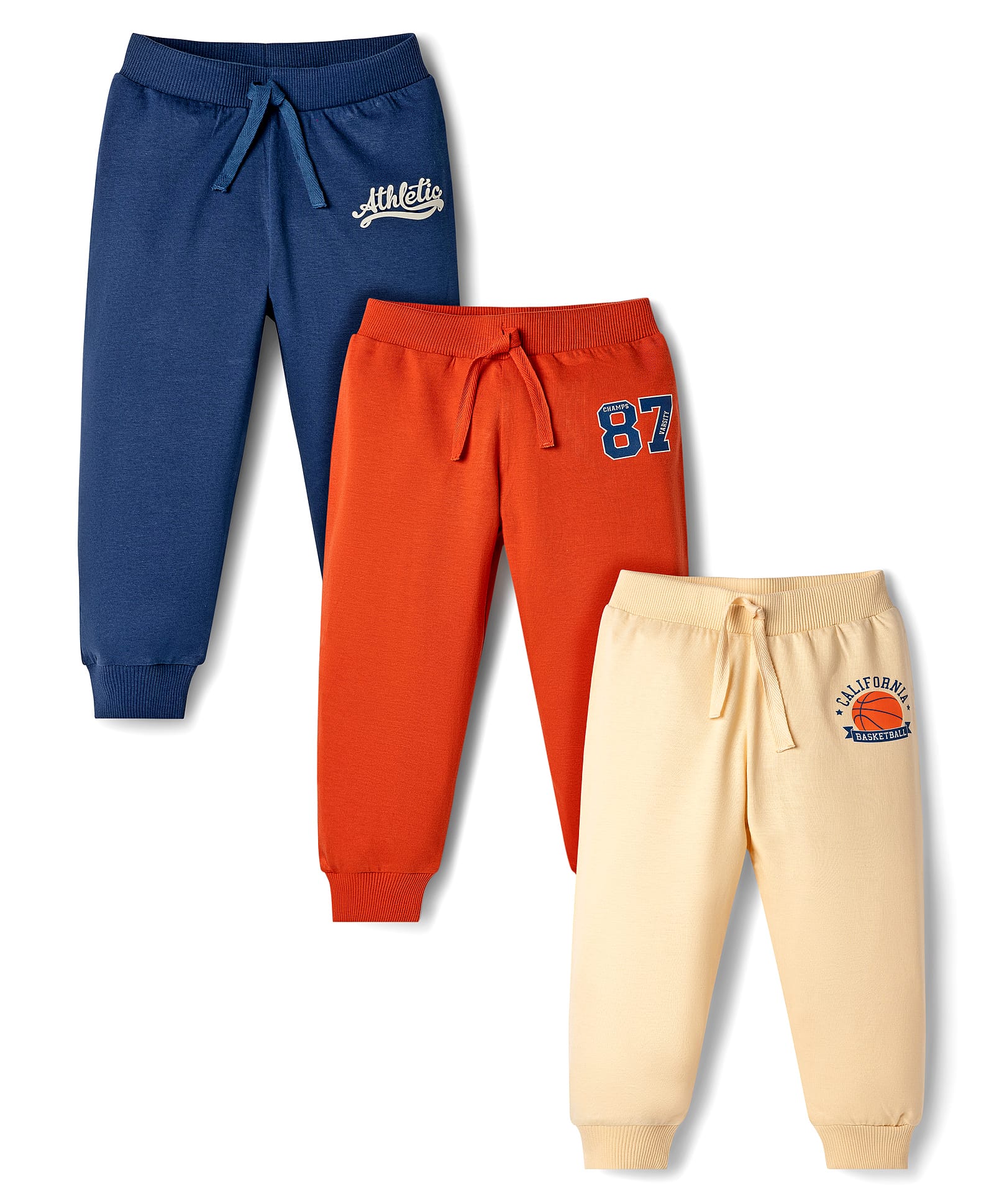Babyhug Cotton Knit Full Length Lounge Pants with Sports Theme Print Pack of 3 - Multicolor-picture-20