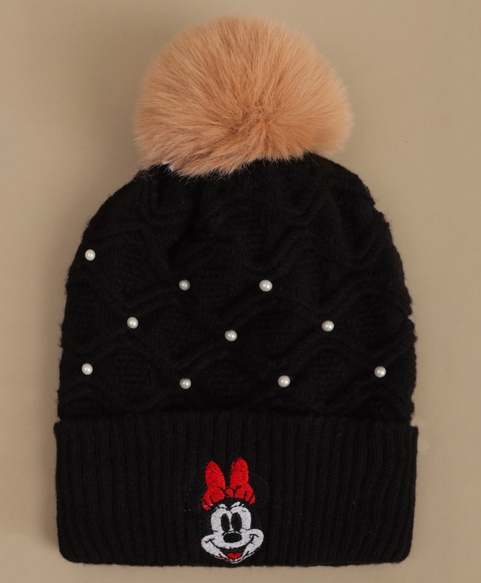 Kidsville Mickey & Friends Featuring Minnie Mouse Embroidered Beanie - Black - Cirucumference - 54 Cms-picture-39