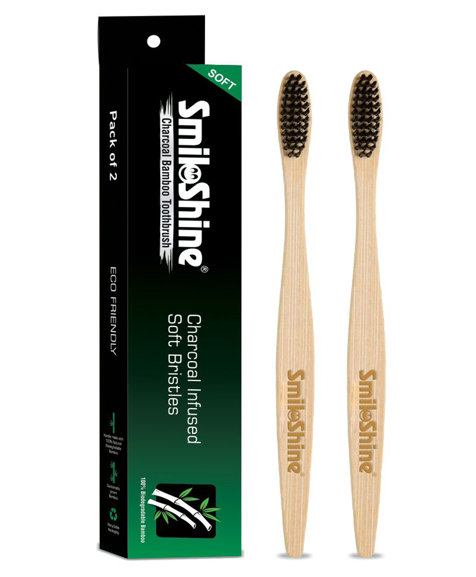 SmiloShine Charcoal Bamboo Toothbrush for Adults | Eco-Friendly, Soft Bristles Pack of 2 | Ages 3+-picture-28