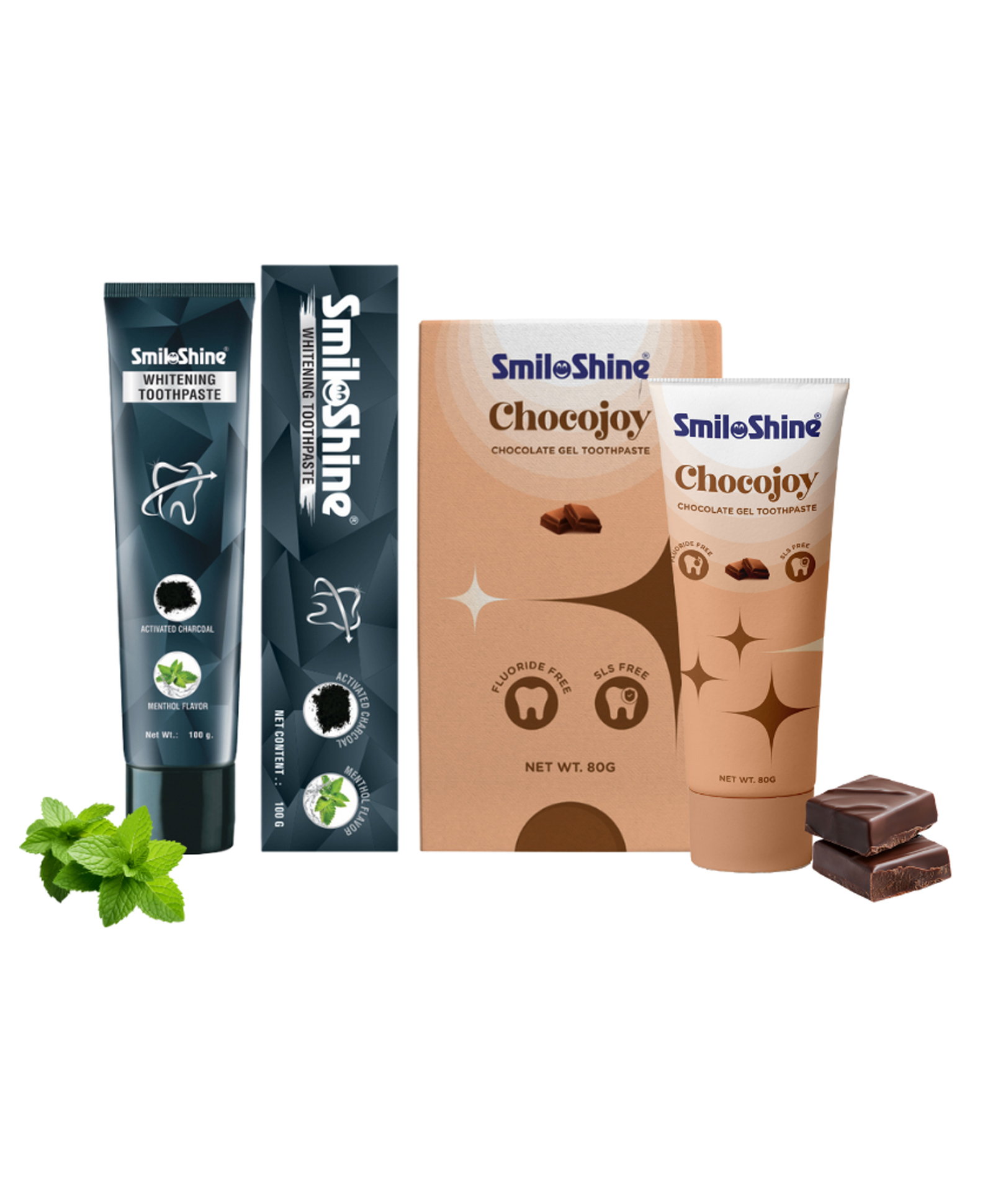 SmiloShine Advanced Teeth Whitening with Activated Charcoal Toothpaste (1 Pc) + SmiloShine ChocoJoy Gel Toothpaste Chocolate Flavour (1 Pc) | Pack of 2 | Ages 12+-image-19