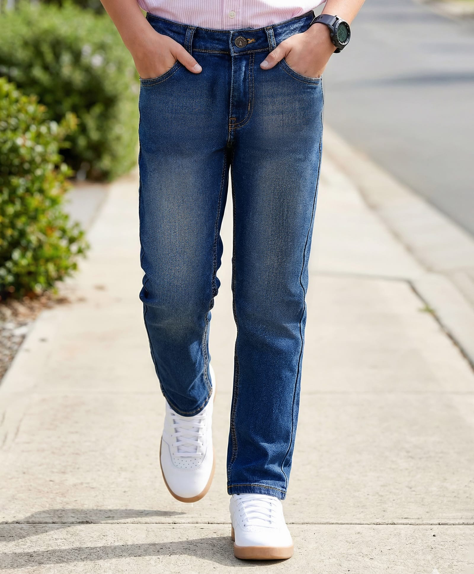 Pine Kids Denim Woven Full Length Jeans - Blue-picture-15
