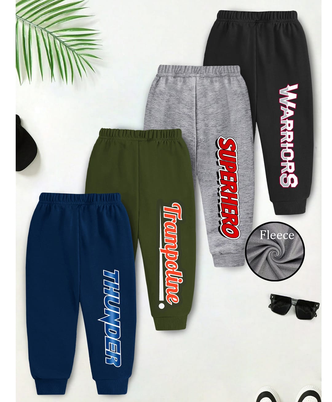 Trampoline Fleece Knit Pack Of 4 Thunder Superhero & Warriors Text Printed Pajamas - Multi Colour