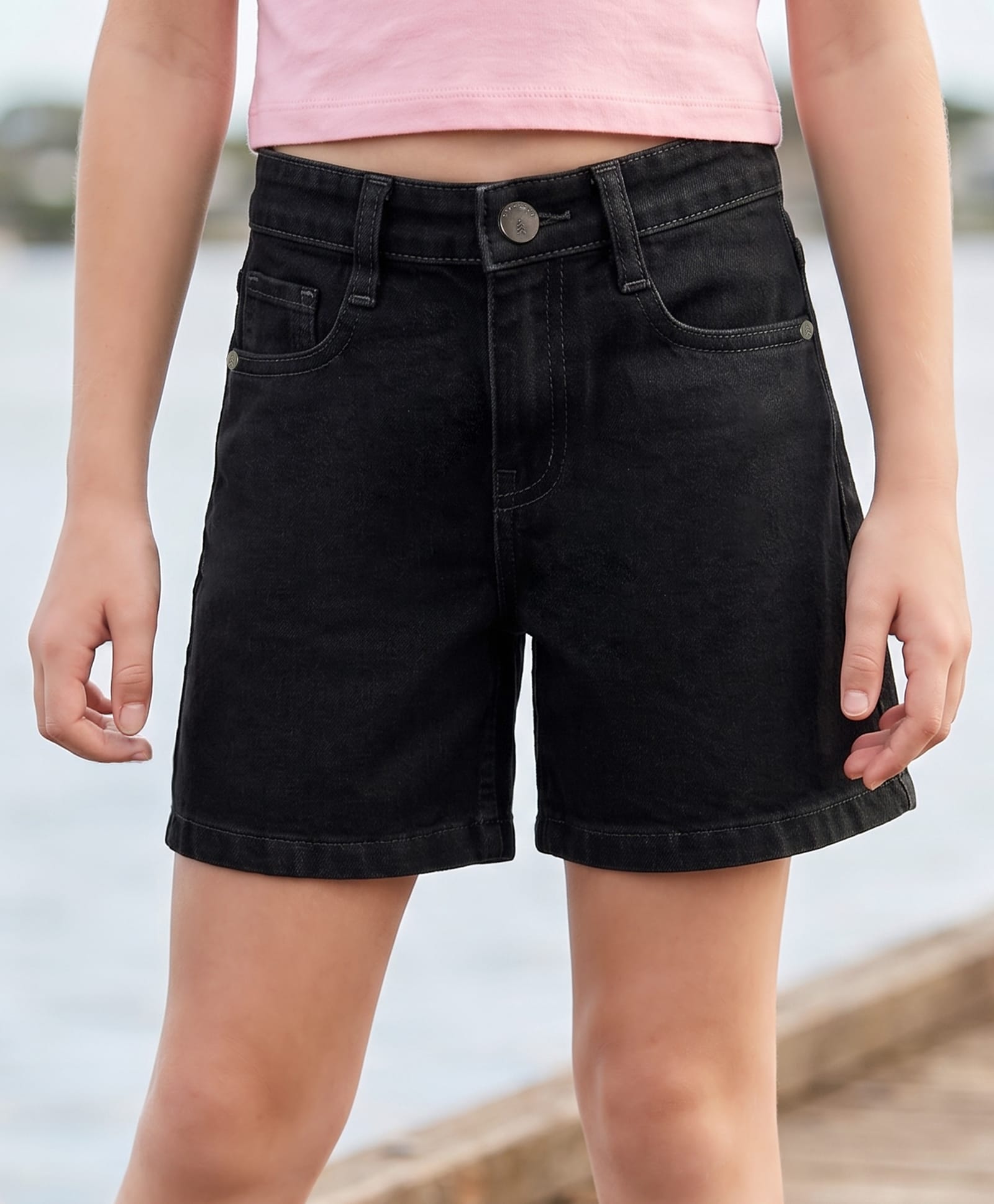 Pine Kids Cotton Woven Solid Shorts - Black-picture-26