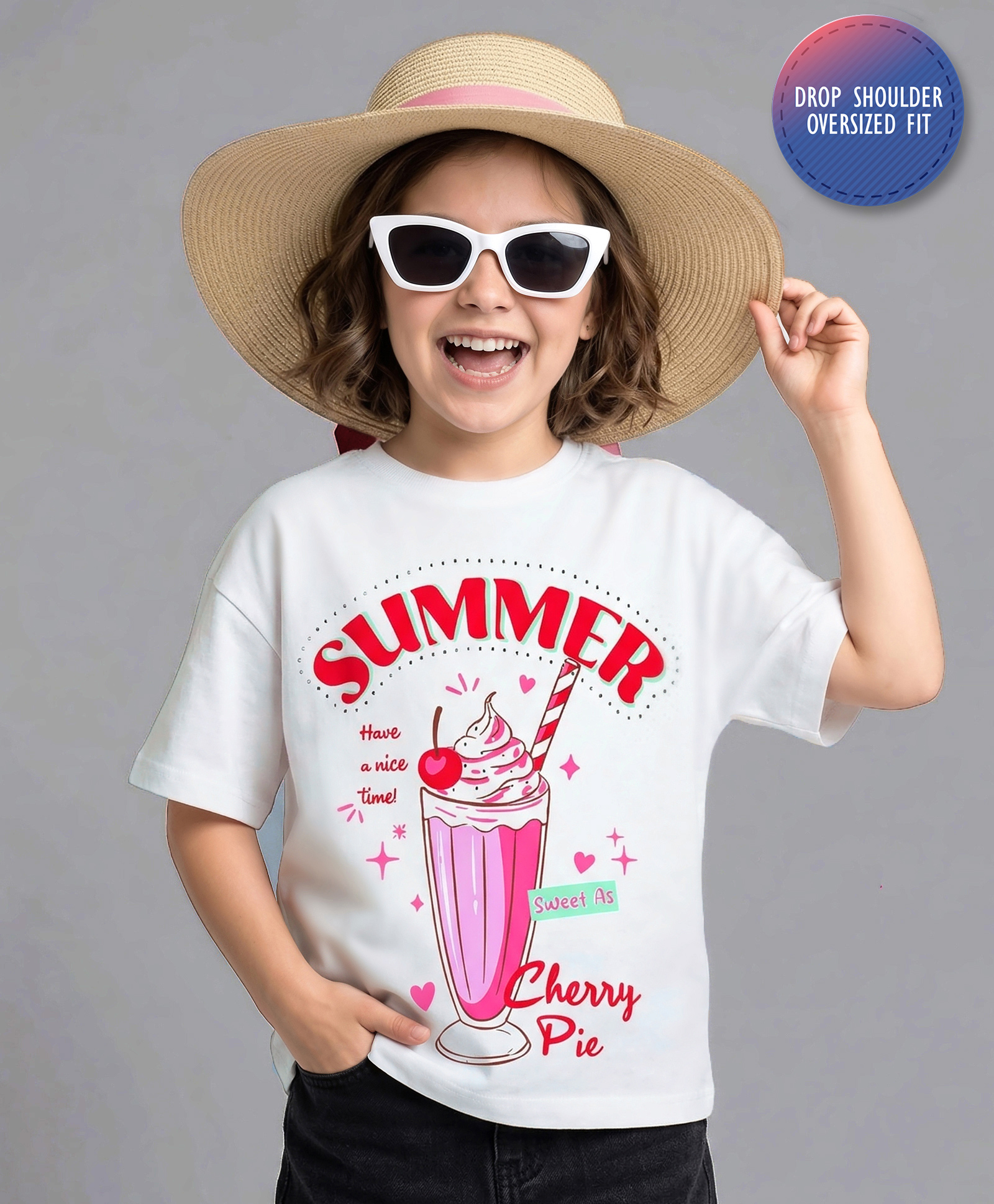 Primo Gino 100% Cotton Knit Half Sleeves Oversized T-Shirt With Hawaii Print - White-picture-15