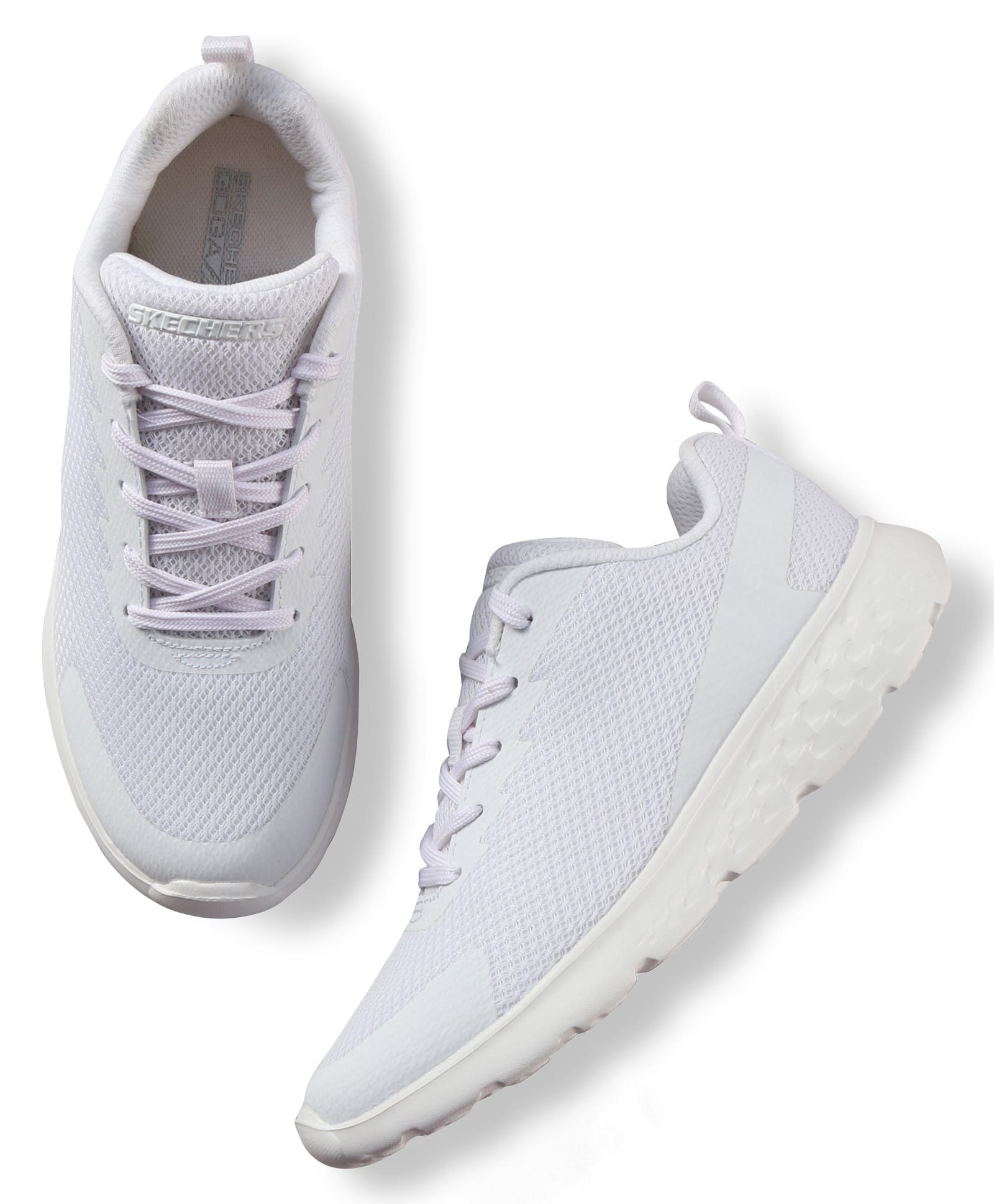 Skechers Mesh Lace Up Solid Casual Shoes - White-picture-16