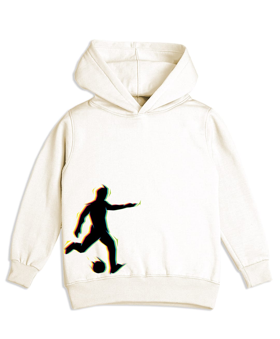 NUSYL Fleece Knit Full Sleeve Soccer Player Printed Light Winter Hoodie - White-image-22