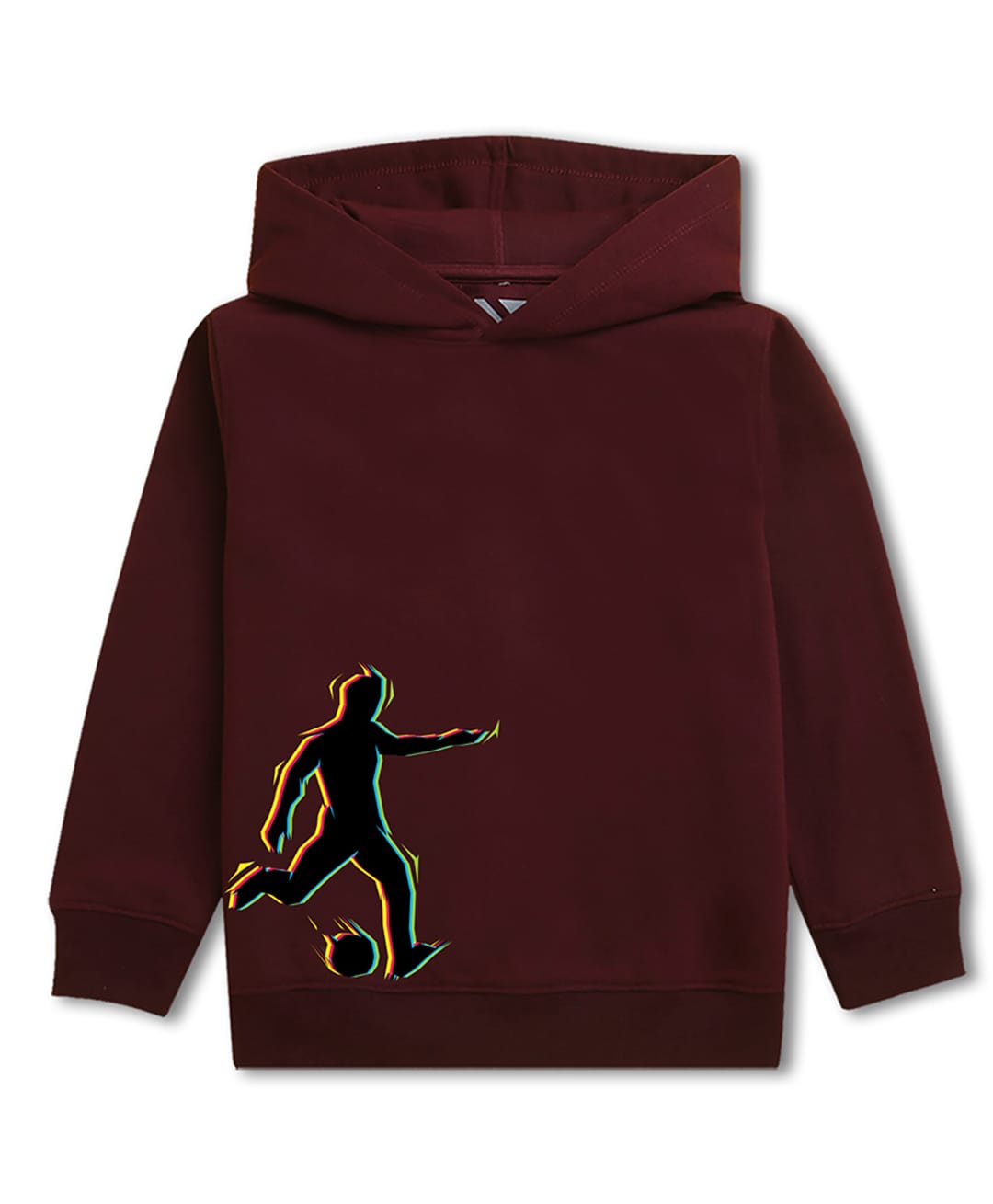 NUSYL Fleece Knit Full Sleeve Soccer Player Printed Light Winter Hoodie - Burgundy-image-49
