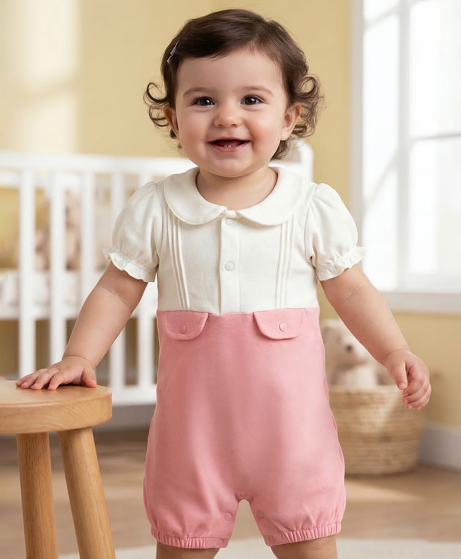 Babyoye 100% Cotton Knit With Eco Jiva Finish Solid Dyed Half Sleeves Romper - Multicolor-image-14