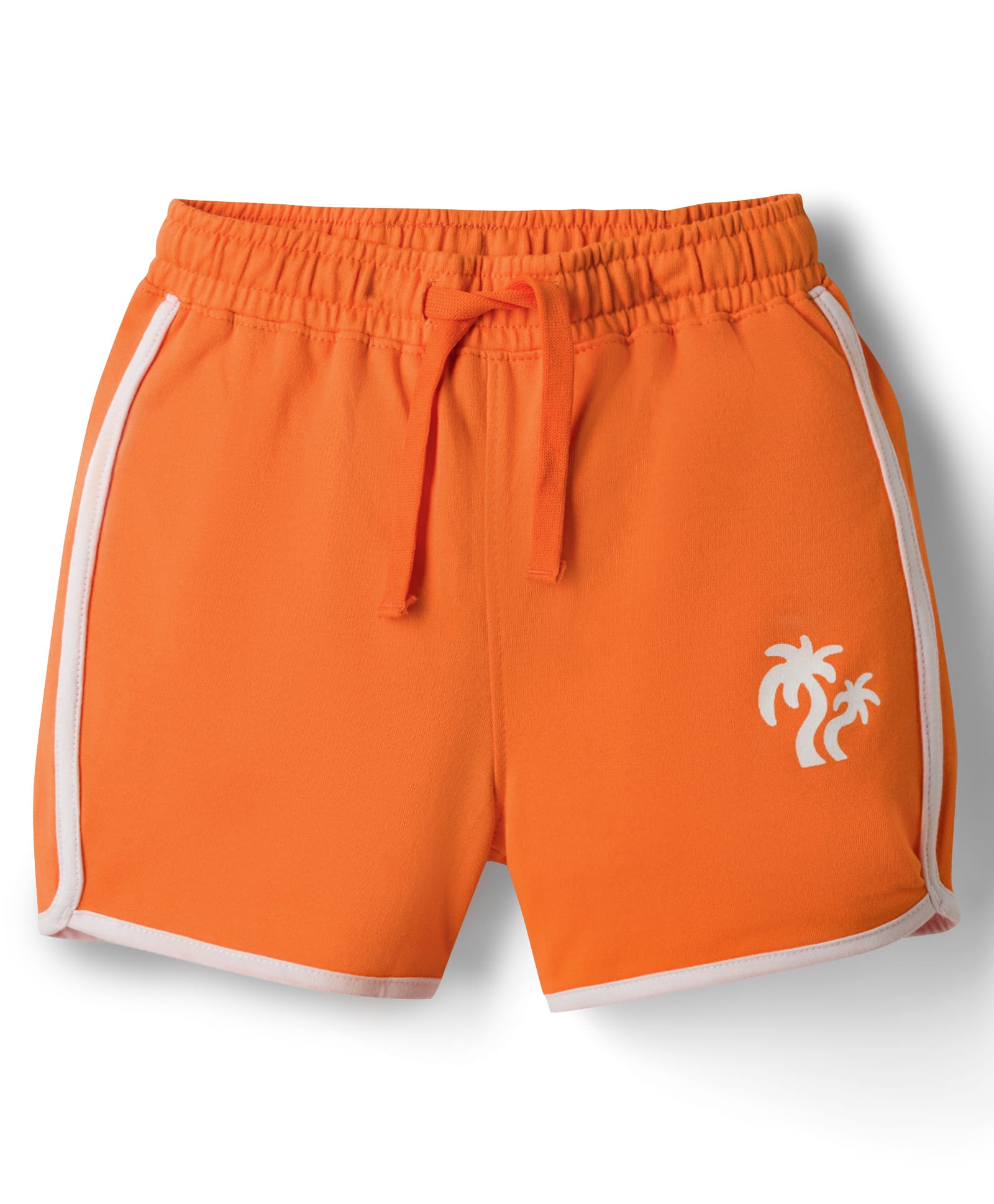 Pine Kids Looper Knit Mid Thigh Length Shorts with Tree Print- Orange-picture-17
